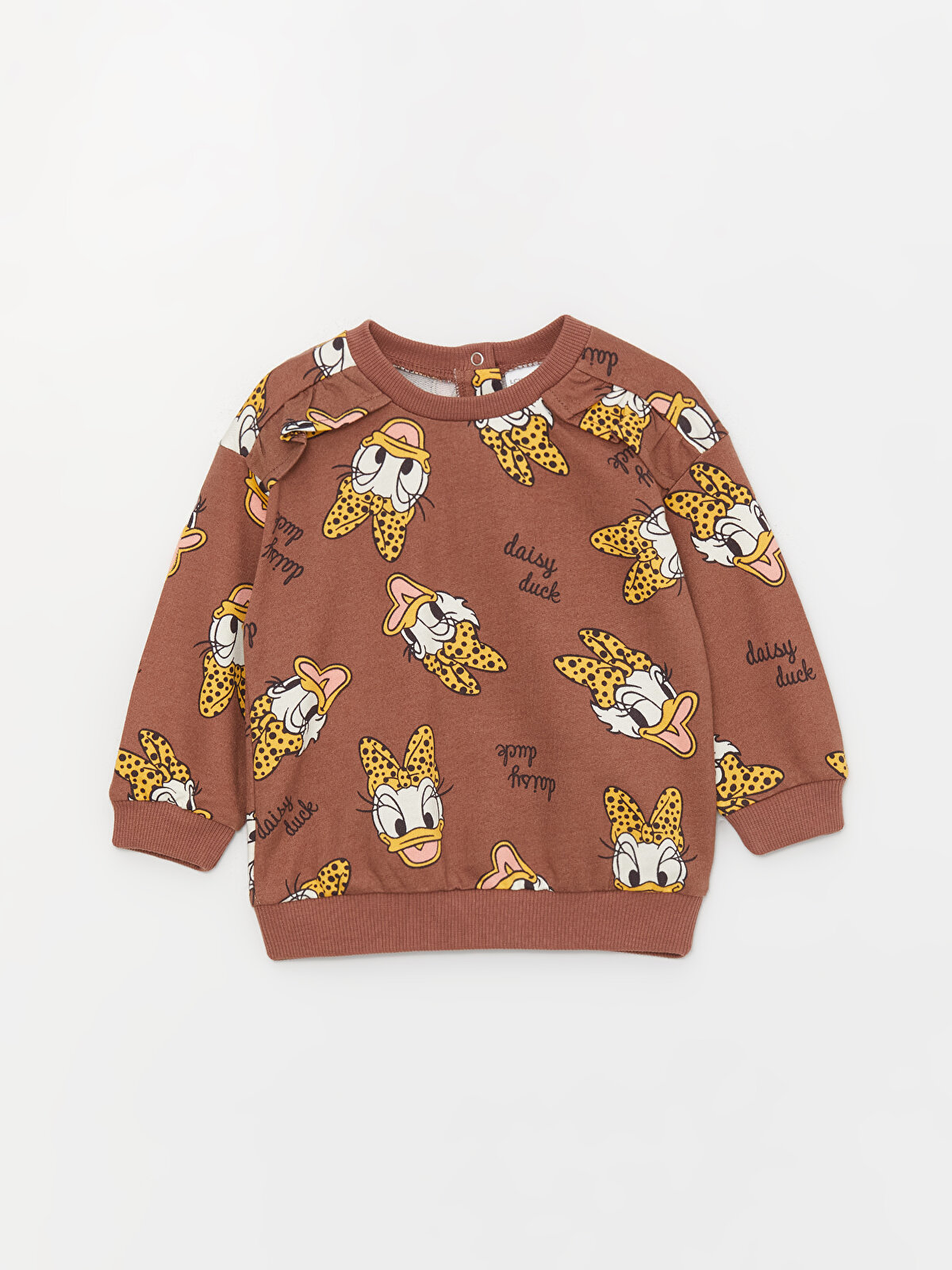 Crew Neck Daisy Duck Printed Long Sleeve Baby Girl Sweatshirt 