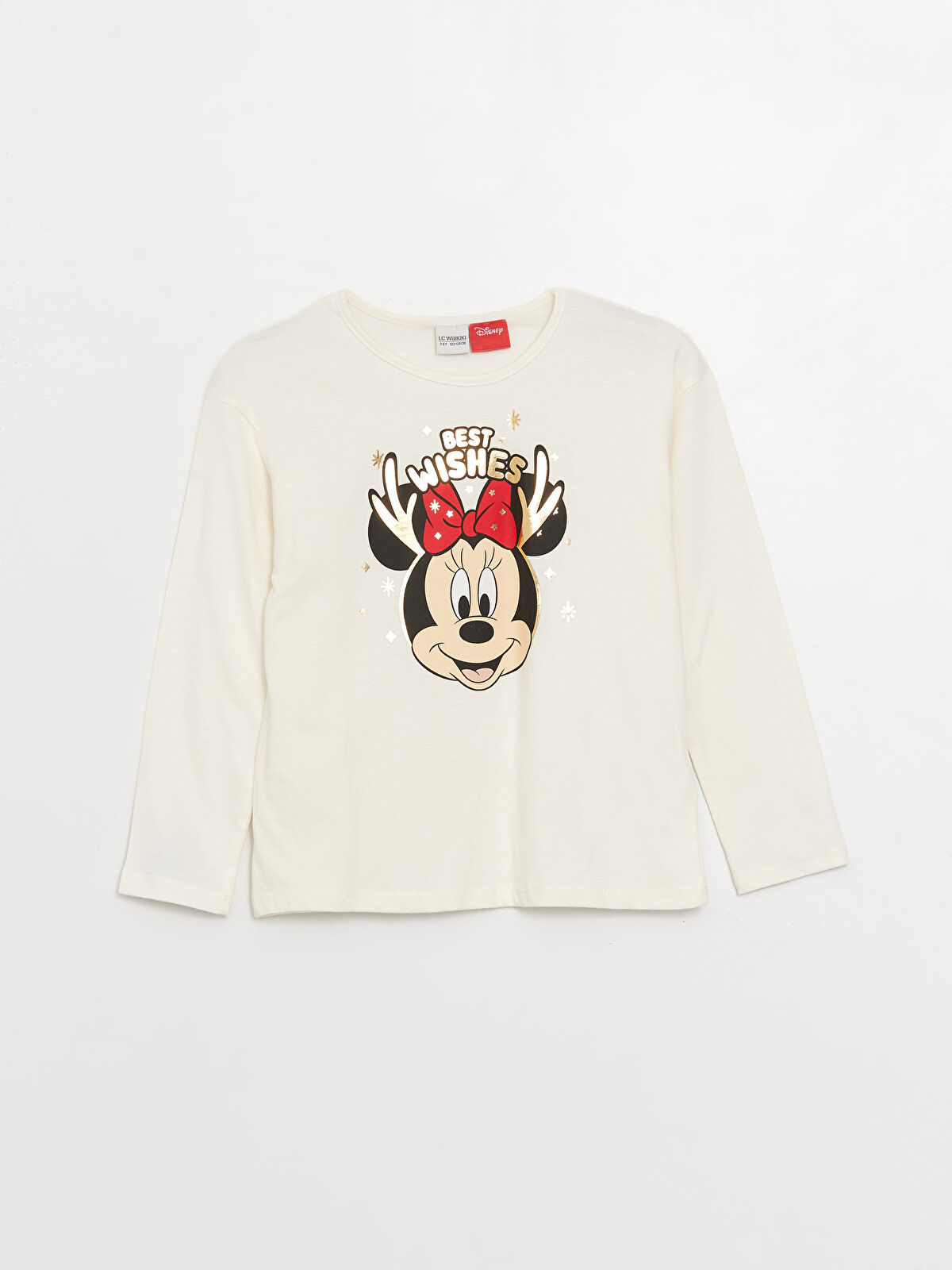 Crew Neck Minnie Mouse Printed Long Sleeve Girls T Shirt W3BJ09Z4