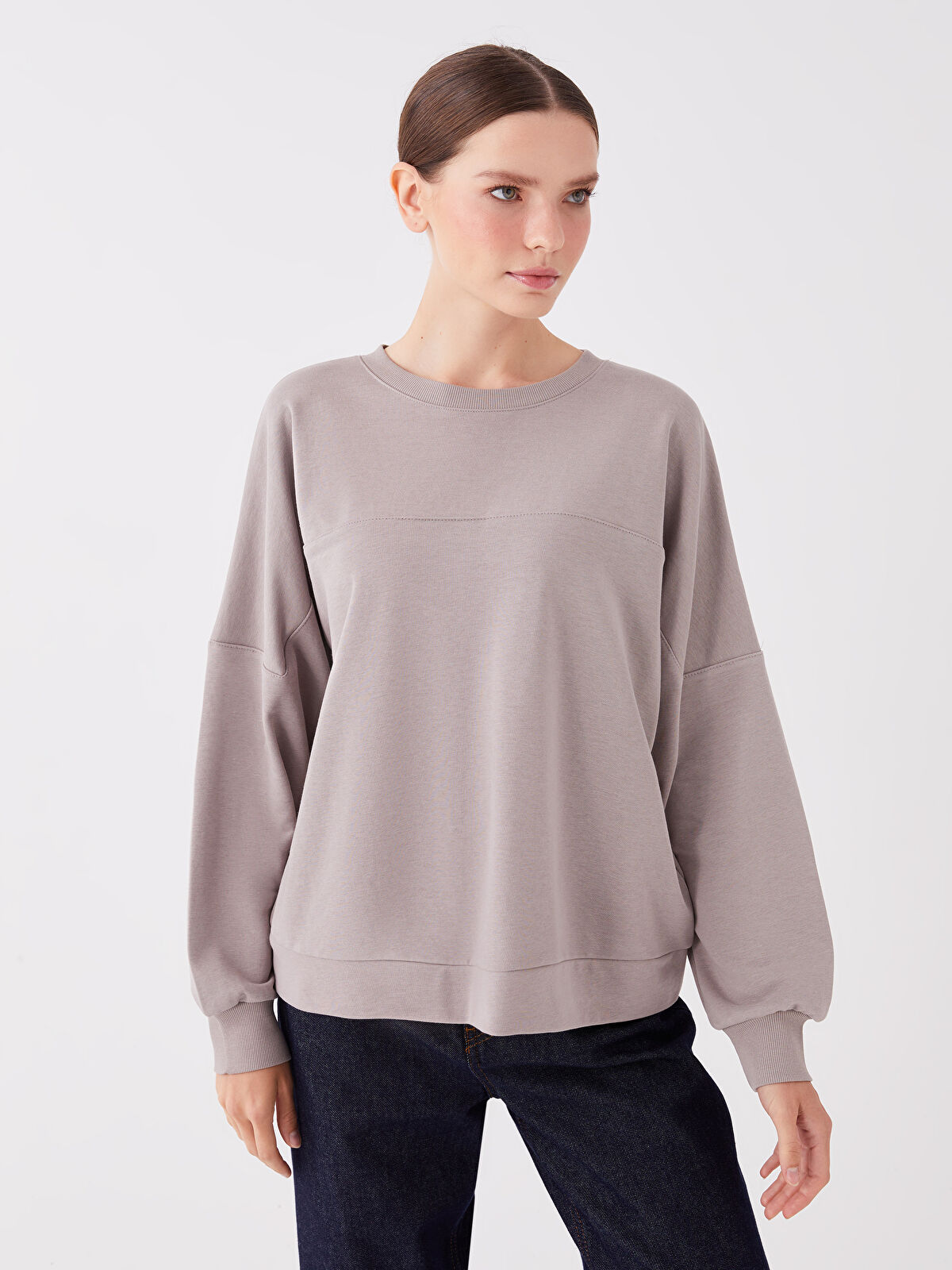 Crew Neck Oversize Women's Sweatshirt -W3CI38Z8-GK0