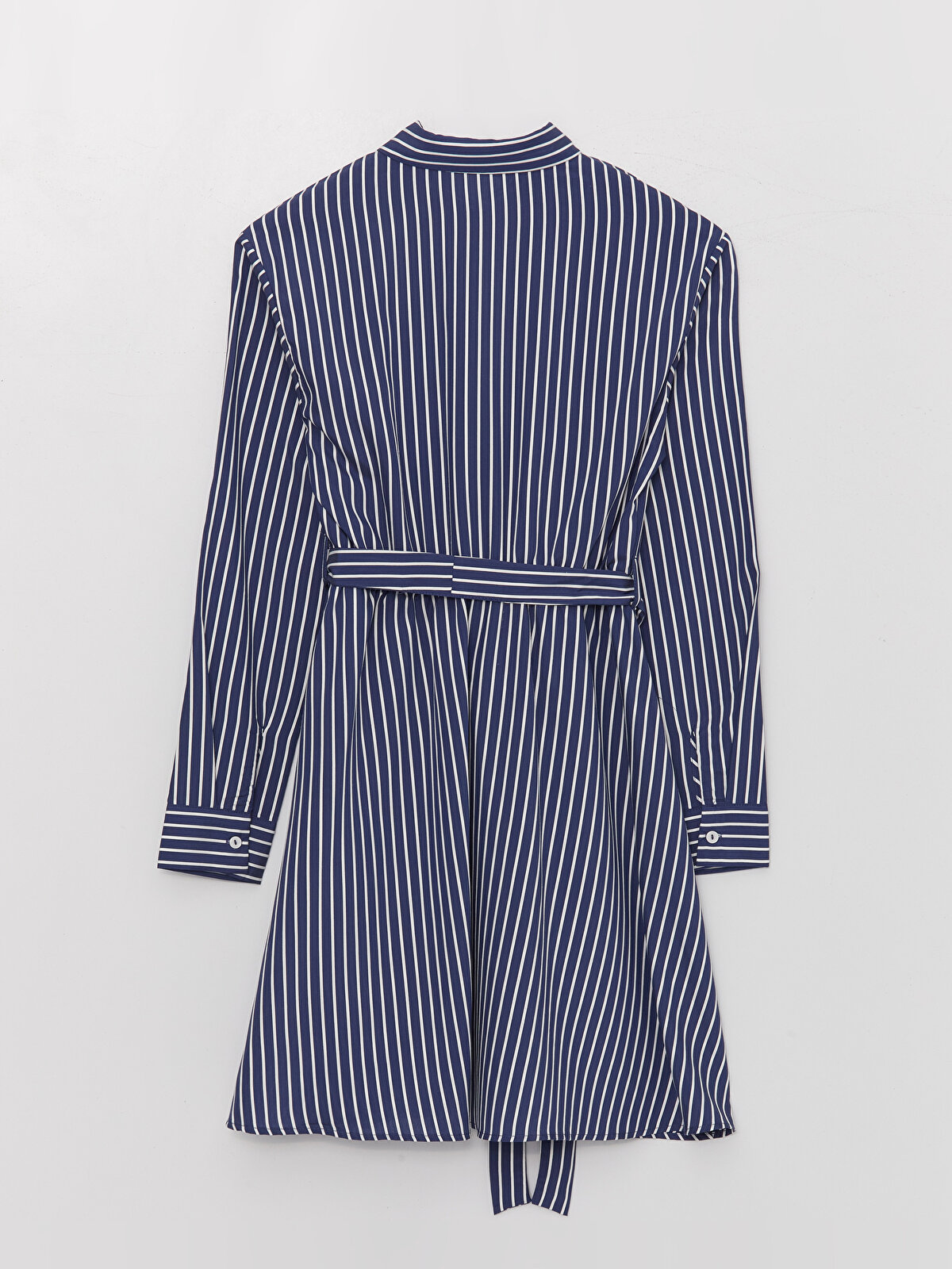 Striped Long Sleeve Poplin Women's Shirt Dress -W3CS23Z8-LGS 