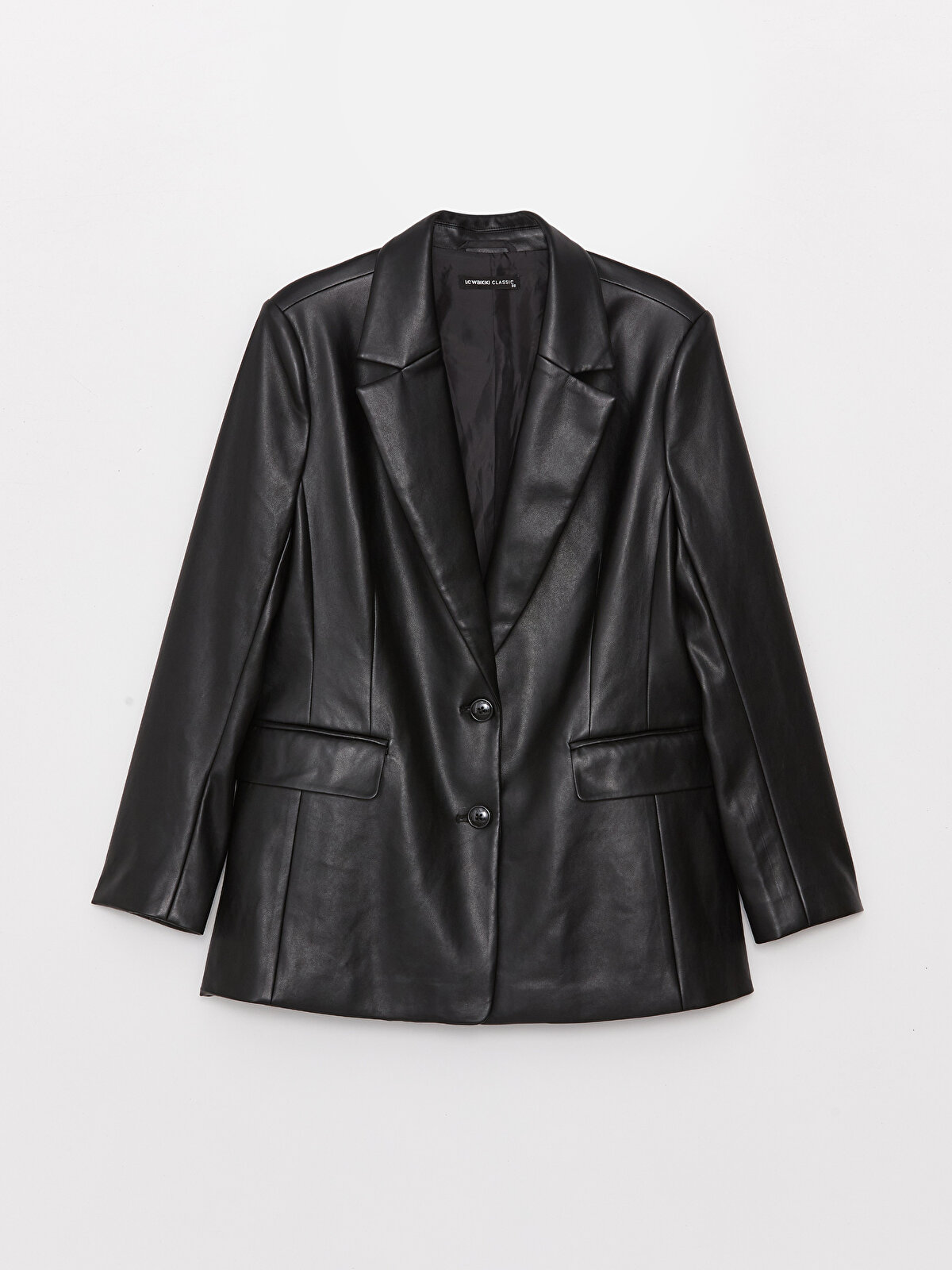 Regular Long Sleeve Faux Leather Women's Blazer Jacket 