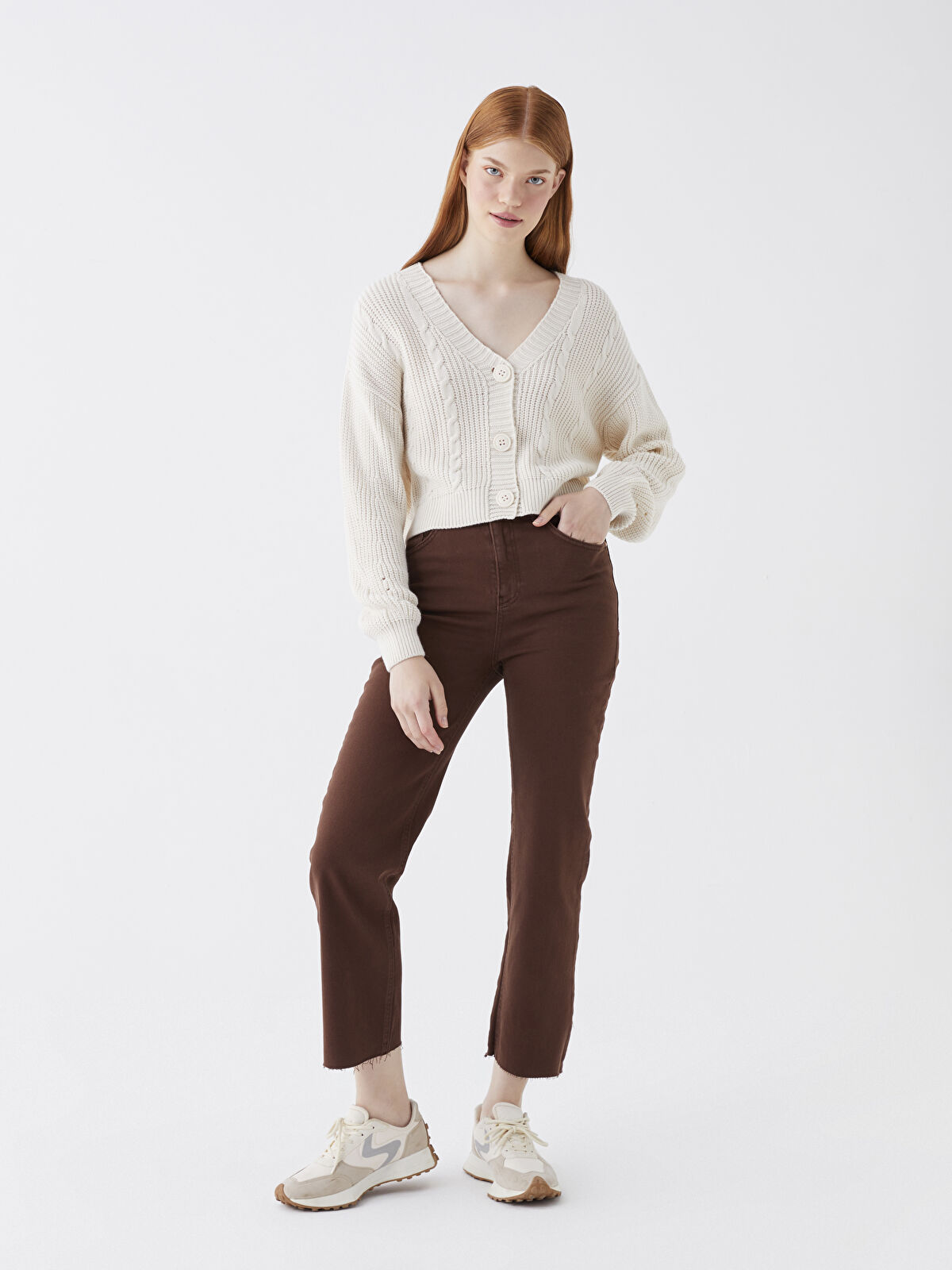 High Waisted Straight Fit Women's Denim Trousers -W3DS58Z8-RXF -  W3DS58Z8-RXF - LC Waikiki