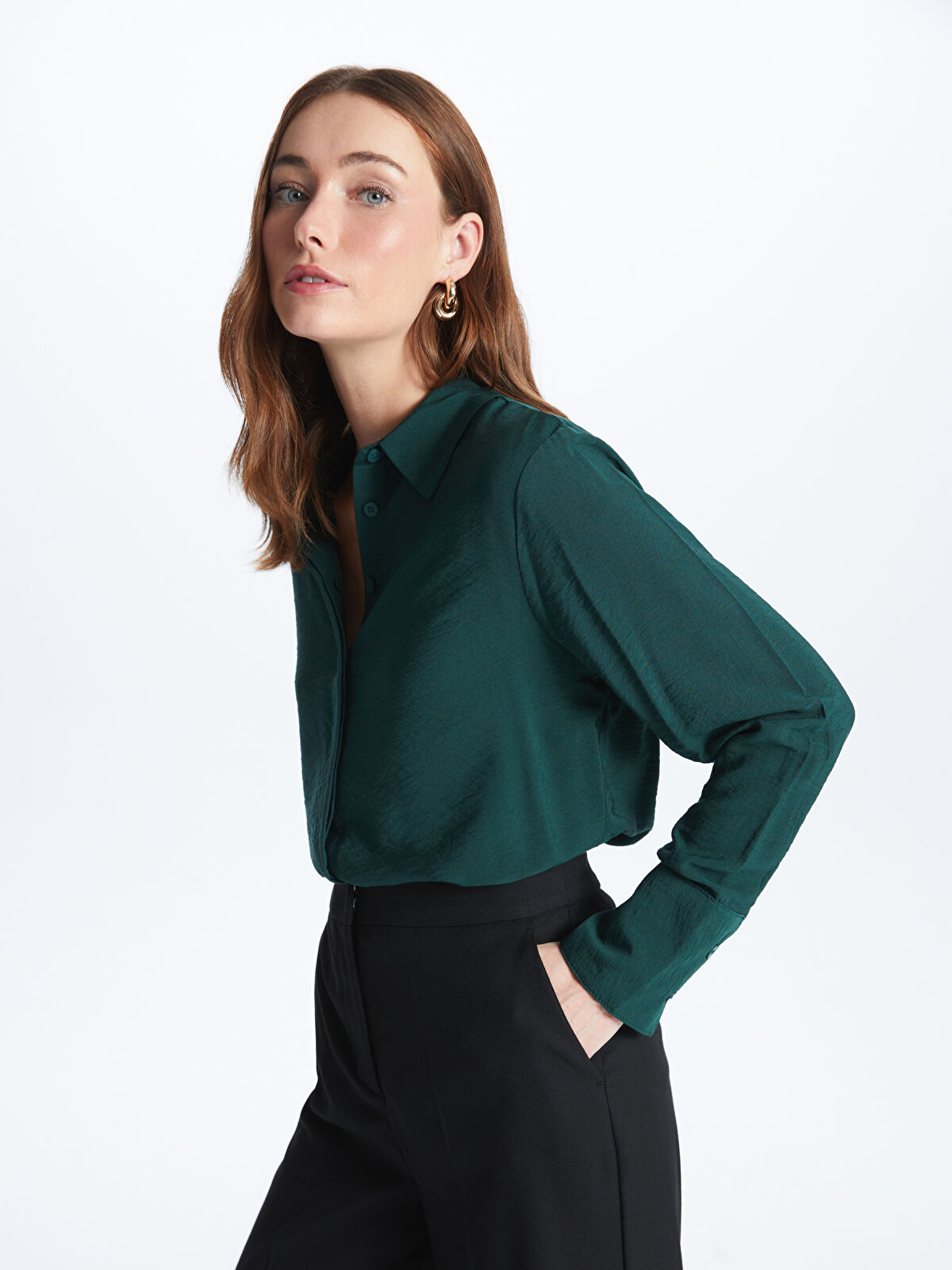 Regular Long Sleeve Women's Shirt -W3FM67Z8-HKE - W3FM67Z8-HKE - LC Waikiki