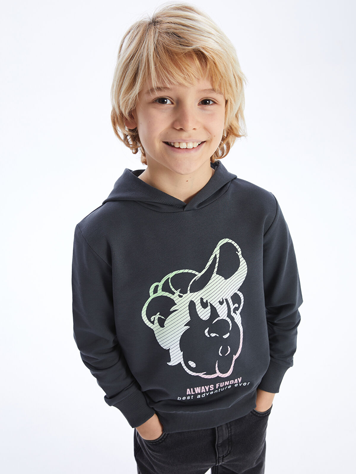 Nostalgic Monkey Printed Boy Sweatshirt -W3HH36Z4-R34 - W3HH36Z4-R34 - LC  Waikiki