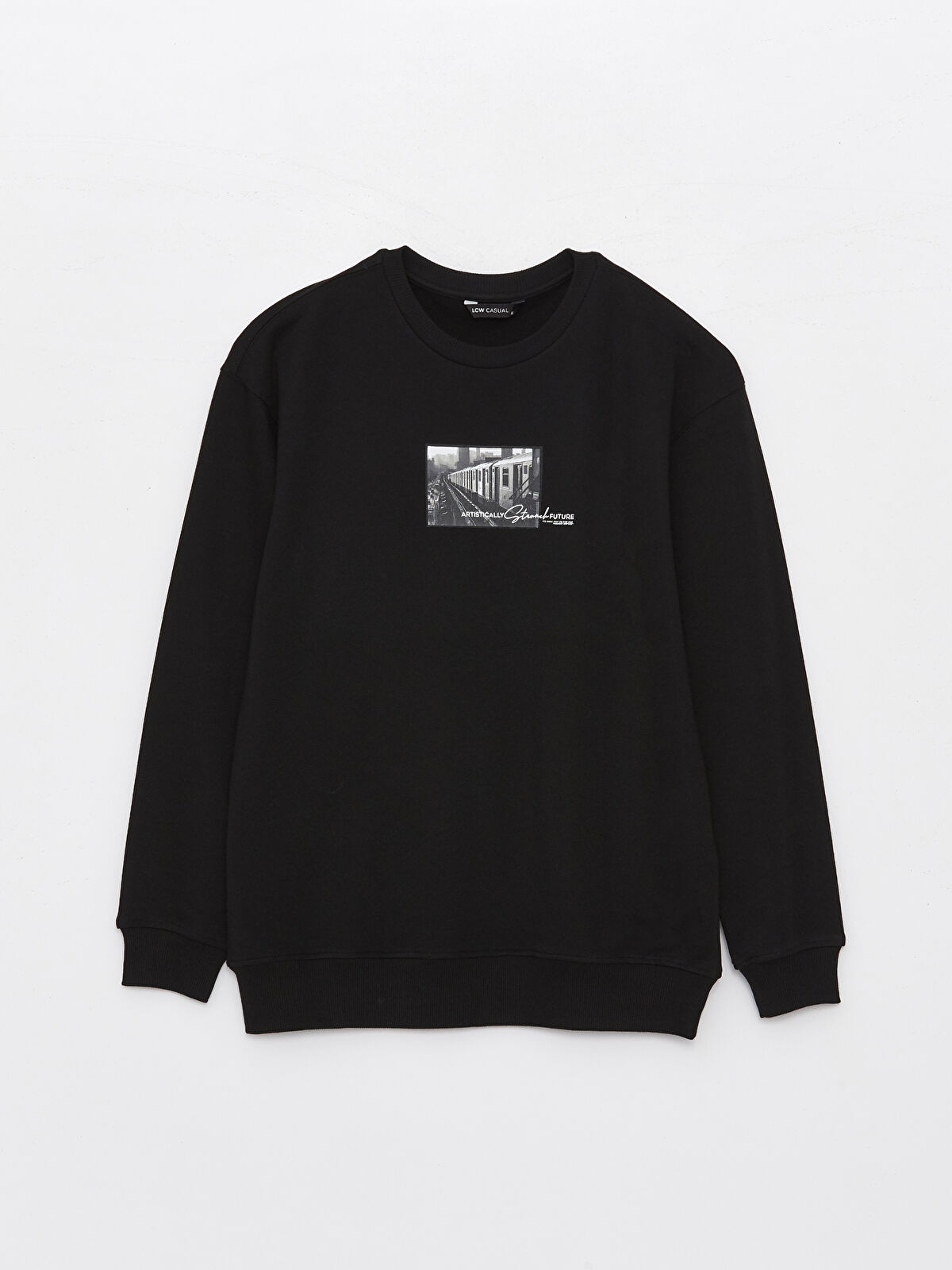 Crew Neck Long Sleeve Printed Men s Sweatshirt W3HN84Z8 CVL