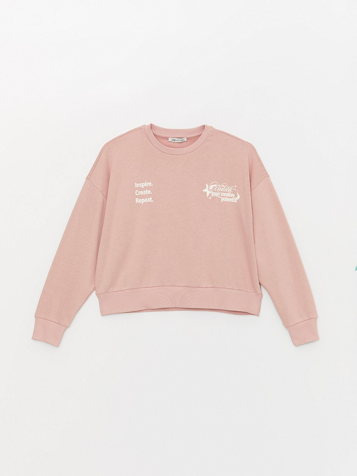 Crew Neck Printed Long Sleeve Oversize Women s Sweatshirt W3J502Z8 SBX W3J502Z8 SBX LC Waikiki