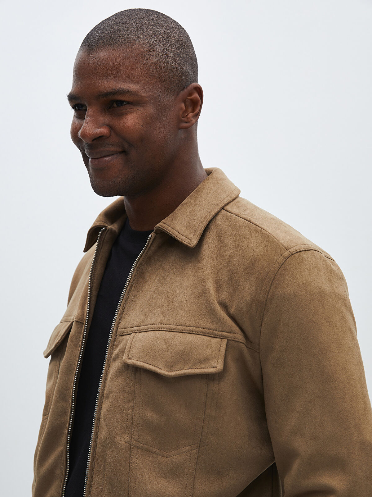Slim Fit Shirt Neck Men's Suede Coat -S40042Z8-DVB - S40042Z8-DVB - LC  Waikiki