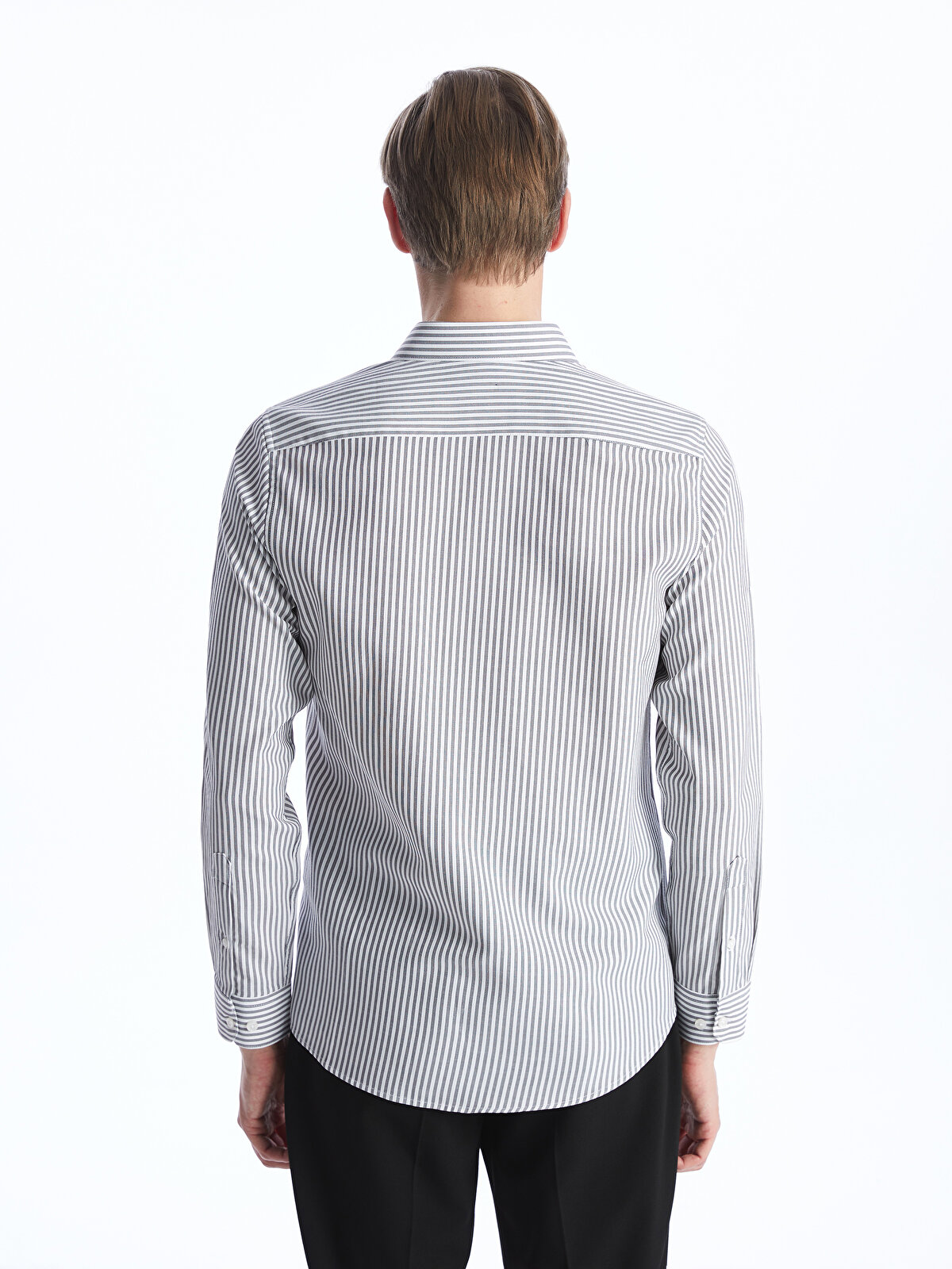 Slim Fit Long Sleeve Striped Dobby Men's Shirt -S40289Z8-MXH 