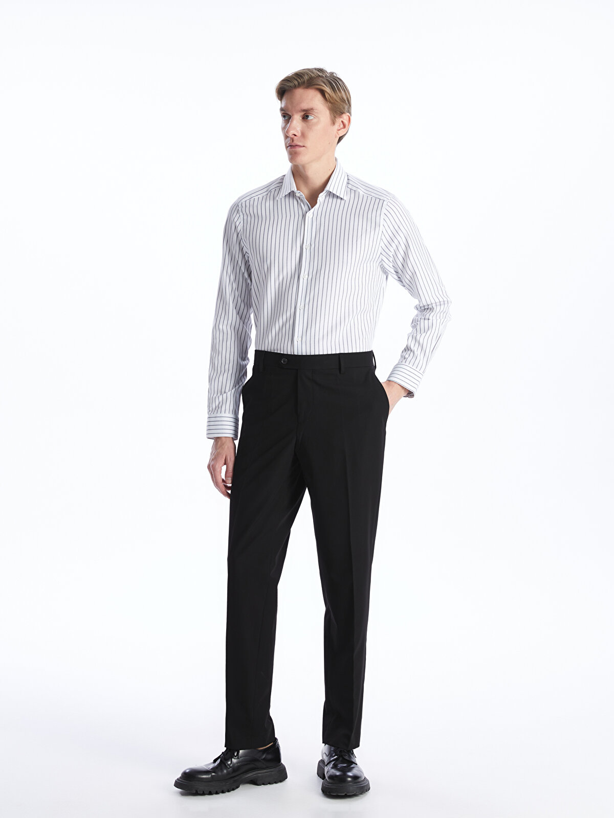 Slim Fit Long Sleeve Gabardine Men's Shirt -S40290Z8-LJX 