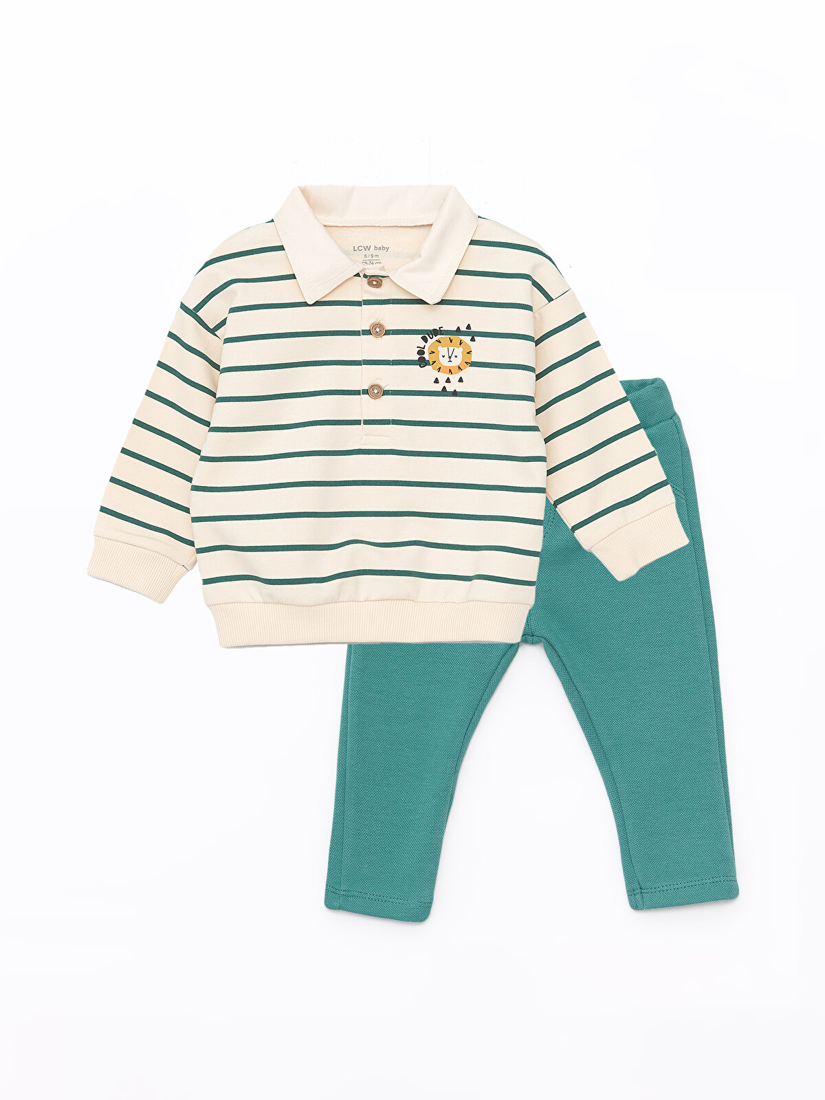 Shirt Collar Long Sleeve Printed Baby Boy Sweatshirt and Pants 2-Pack Set  -S40900Z1-LQA - S40900Z1-LQA - LC Waikiki