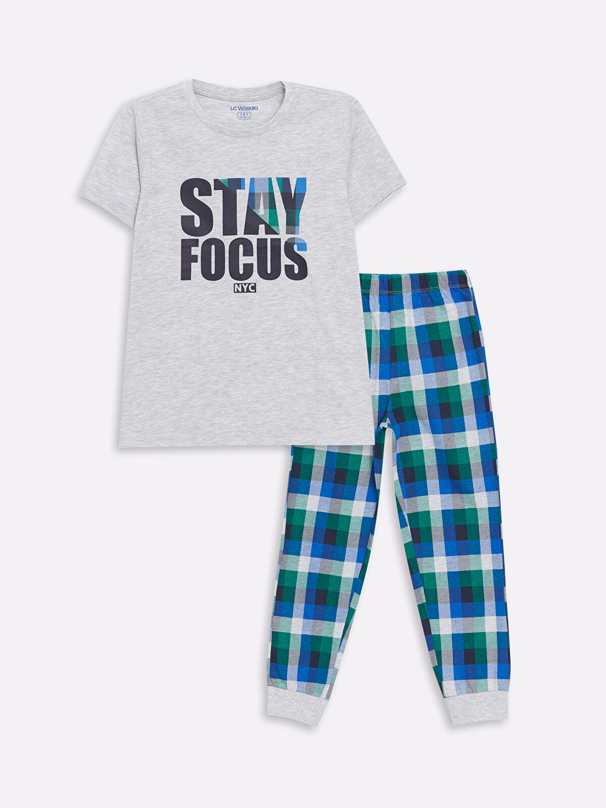 Crew Neck Printed Short Sleeve Boy s Pajamas Set S41341Z4 LAK S41341Z4 LAK LC Waikiki