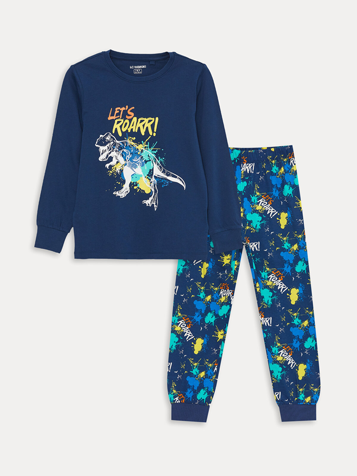 Crew Neck Printed Long Sleeve Boy Pajama Set -S41602Z4-JC7 