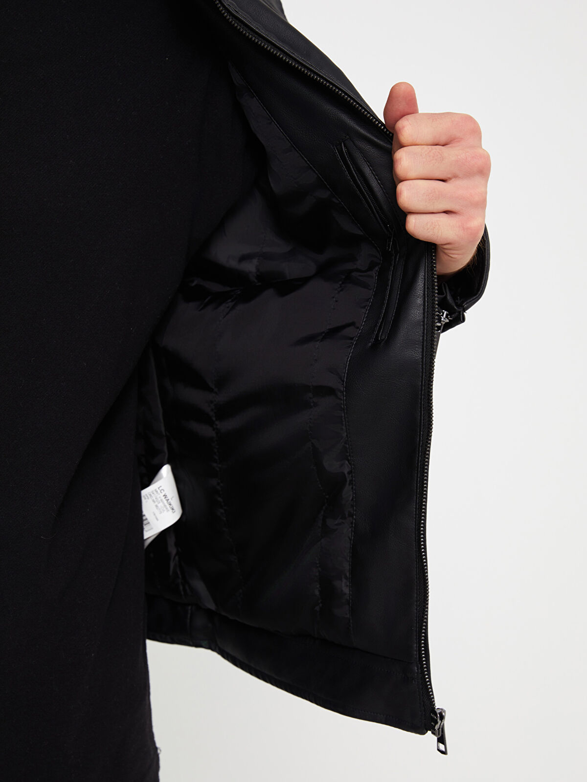Slim Fit Biker Collar Men's Faux Leather Jacket -S41745Z8-CVL -  S41745Z8-CVL - LC Waikiki