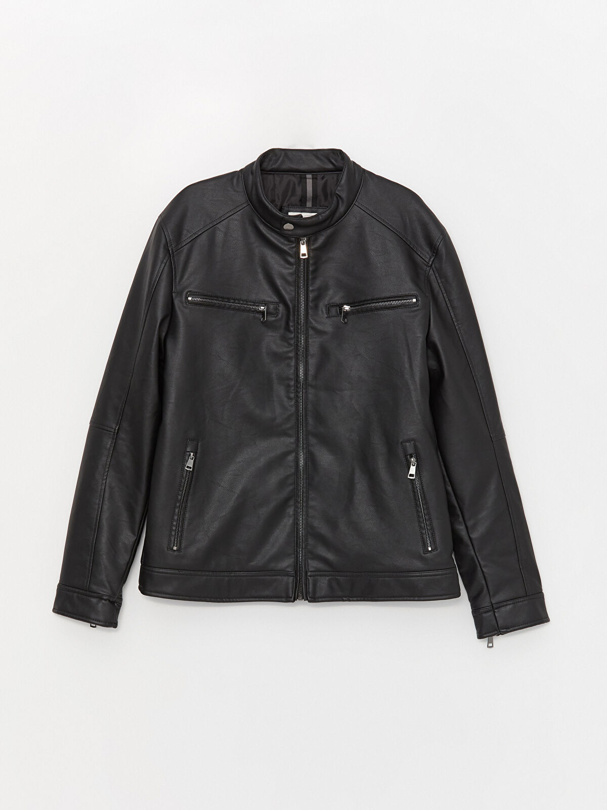 Slim Fit Biker Collar Men's Faux Leather Jacket -S41745Z8-CVL -  S41745Z8-CVL - LC Waikiki