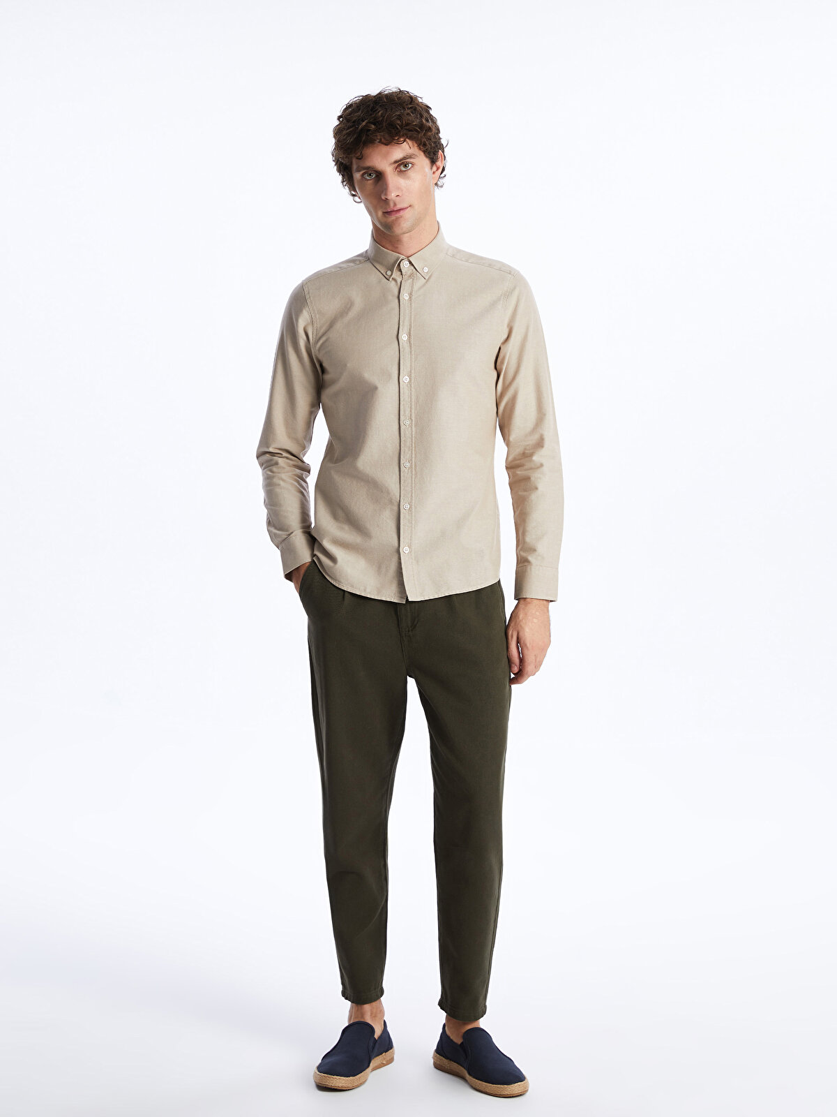 Slim Fit Long Sleeve Oxford Men's Shirt -S41945Z8-FHL - S41945Z8 