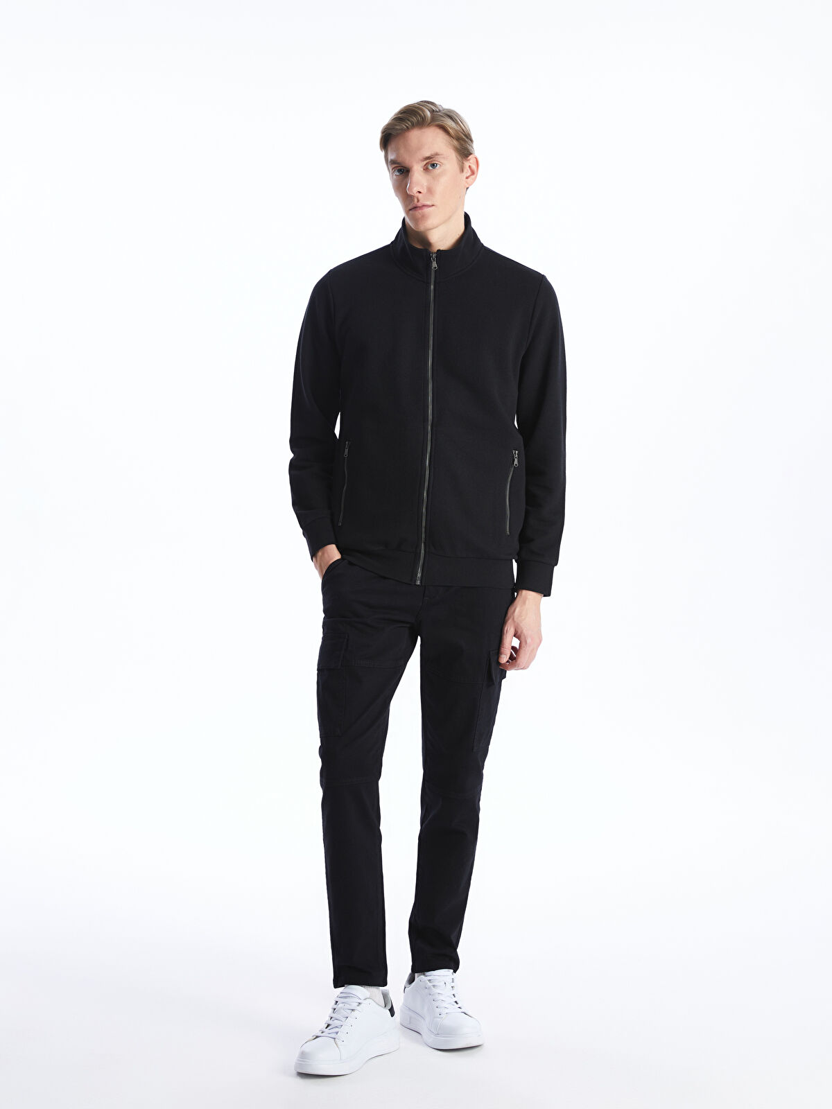 LC WAIKIKI Funnel Neck Long Sleeve Men's Zip-Up Sweatshirt