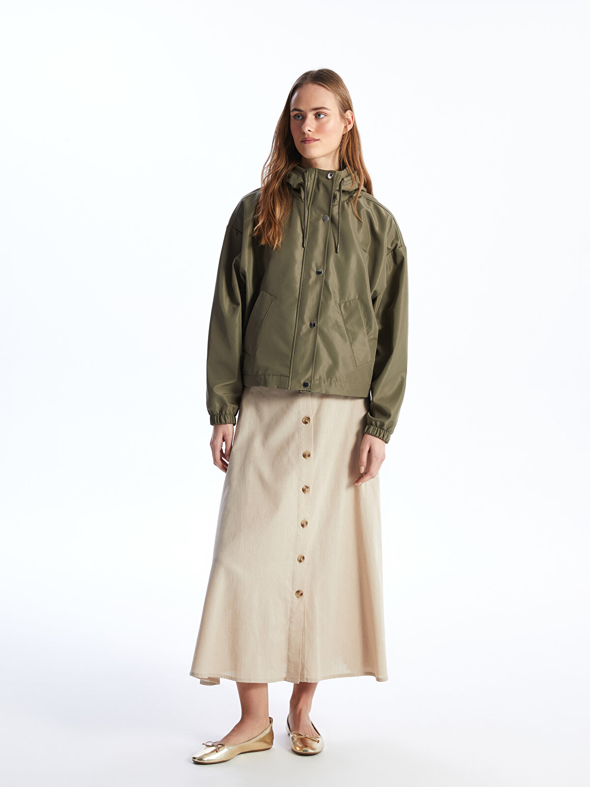 Hooded Straight Oversize Women's Raincoat -S44290Z8-V37 - S44290Z8 