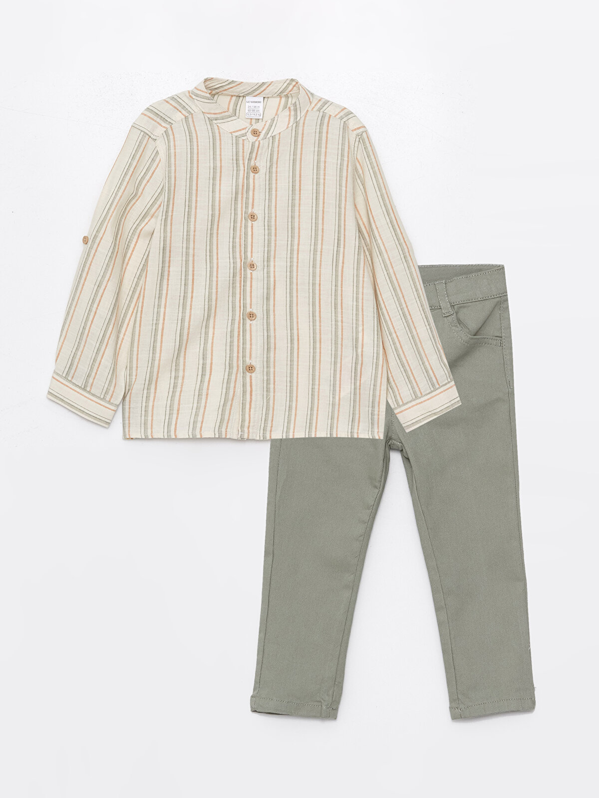 Grandad Collar Long Sleeve Striped Baby Boy Shirt and Trousers 2 Pieces  -S44734Z1-LFM - S44734Z1-LFM - LC Waikiki