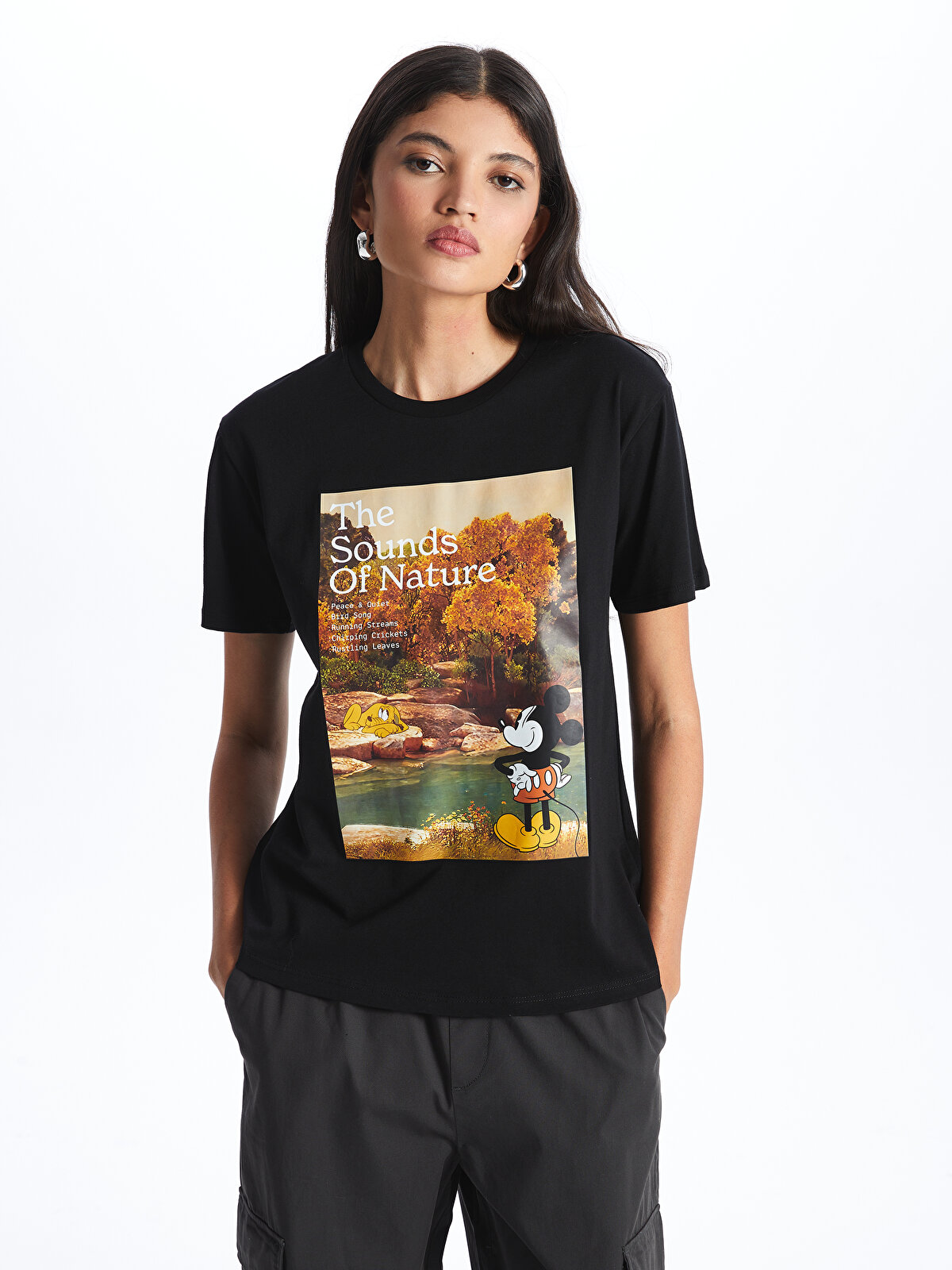 Crew Neck Printed Short Sleeve Women's T-shirt -S45328Z8-CVL 