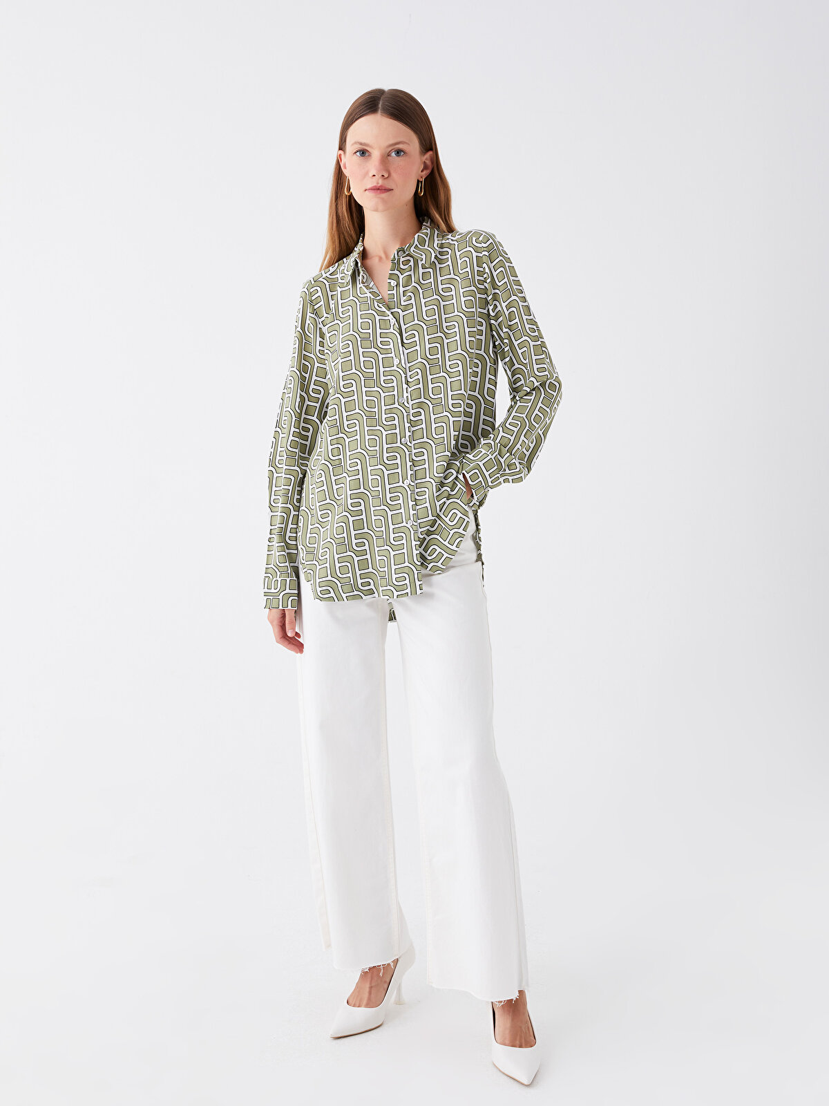 Patterned Long Sleeve Women's Shirt -S46997Z8-LRR - S46997Z8-LRR 