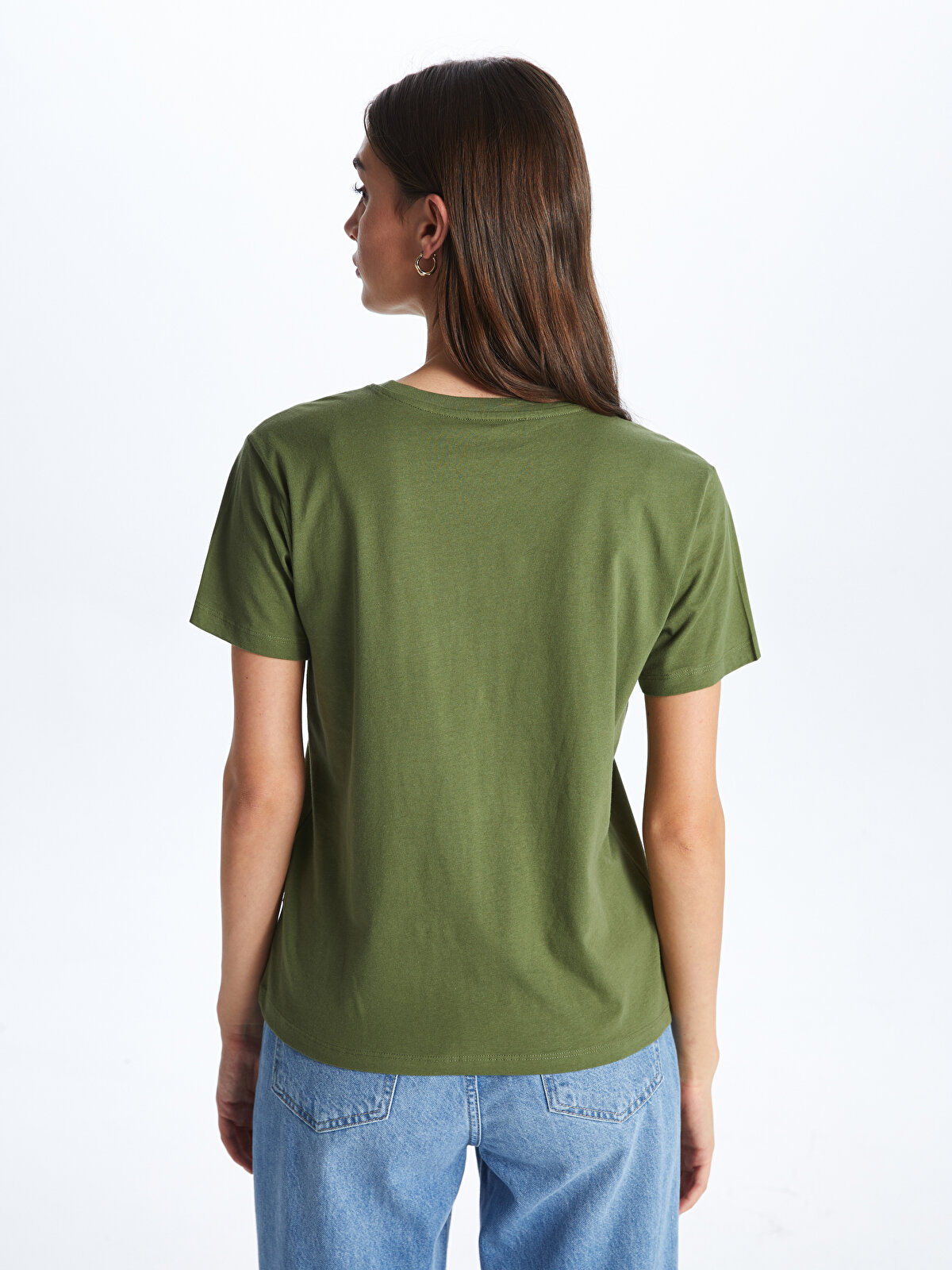 Crew Neck Printed Short Sleeve Women's T-shirt -S47315Z8-HBV 