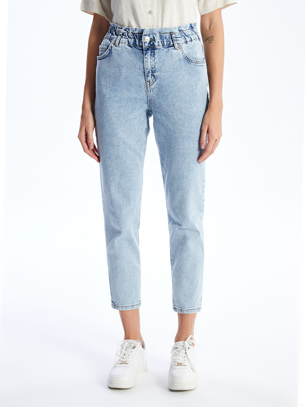 ND GO Beli Lastikli Slim Mom Kad n Jean Pantolon S48114Z8 311
