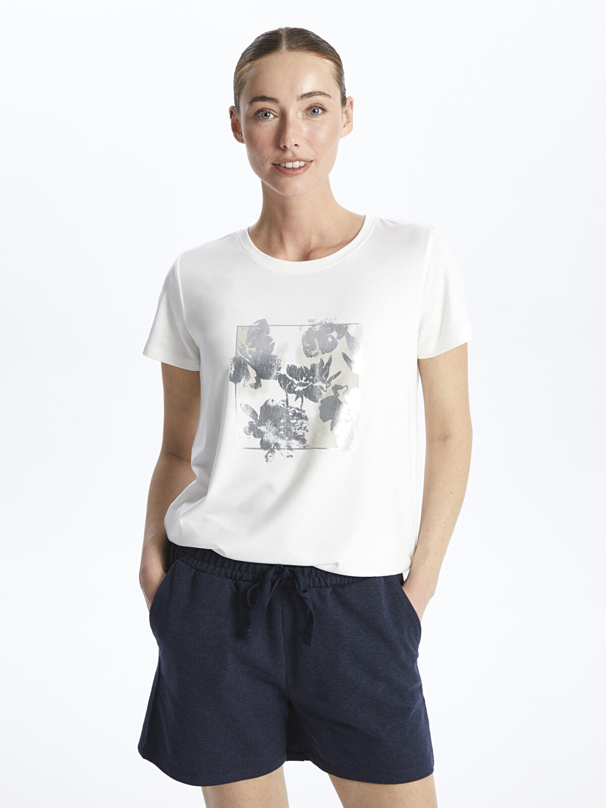 本格派ま！ Crew Neck Printed Short Sleeve Women's T-Shirt -S48299Z8-R9J テープ・マスキングテープ