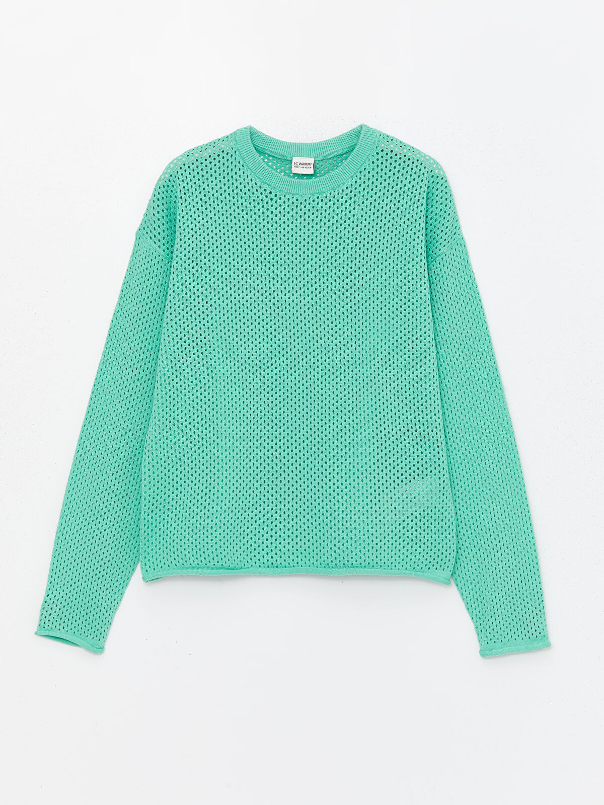 Crew Neck Openwork Girl's Knitwear Sweater -S48913Z4-GGD