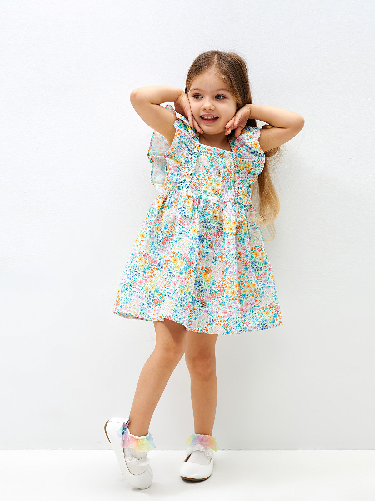 Square Collar Patterned Baby Girl Dress -S4AJ97Z1-F9C 
