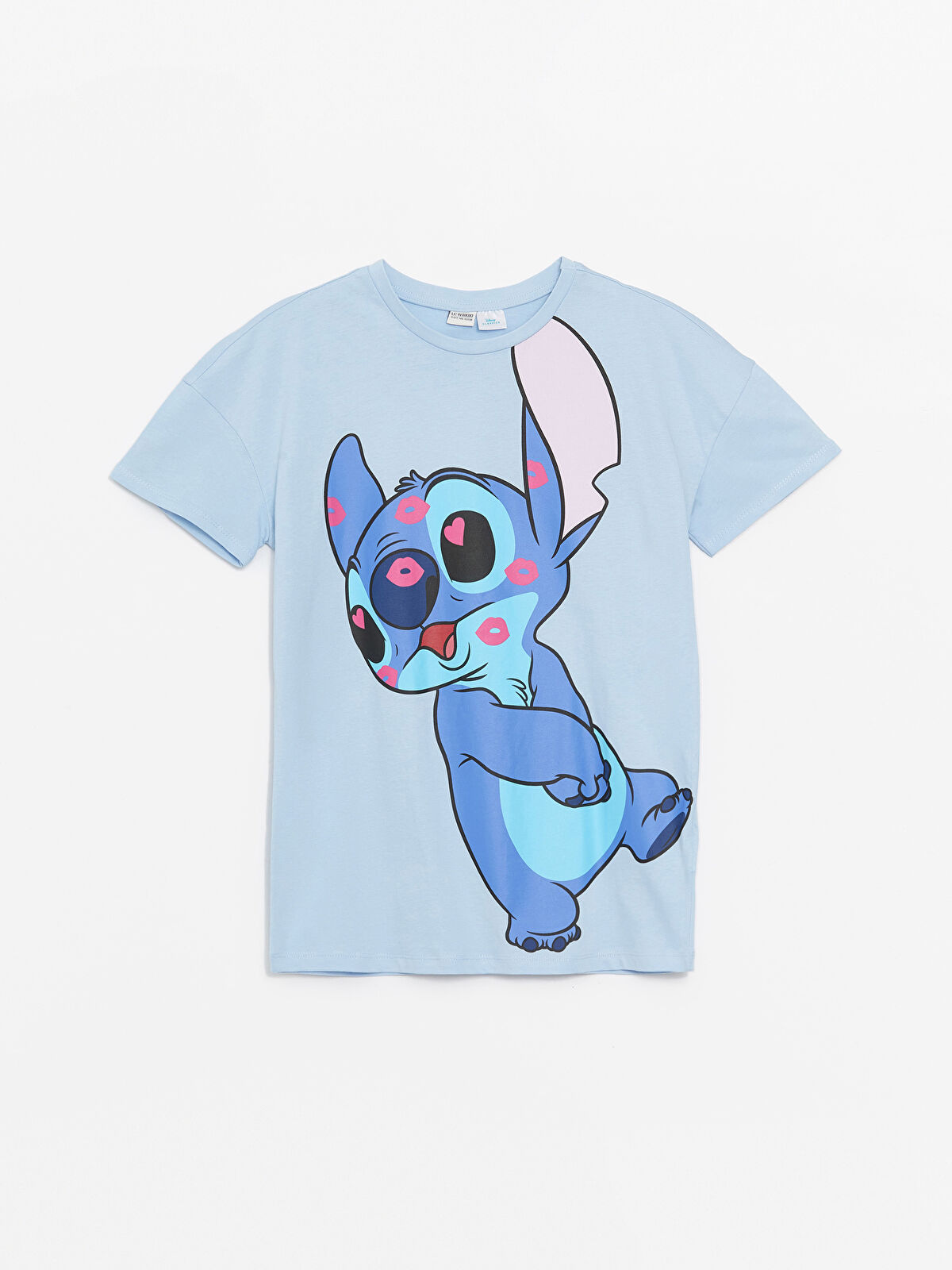 Crew Neck Lilo and Stitch Printed Short-Sleeve Girl's T