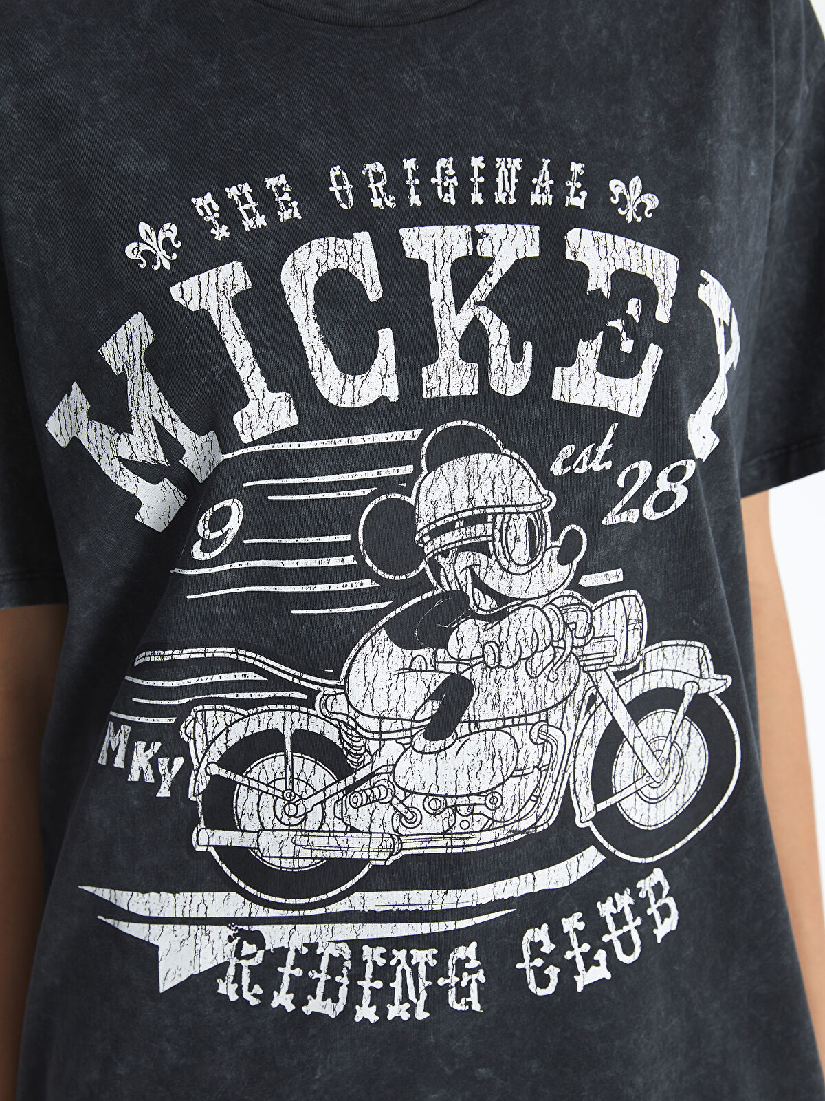 Crew Neck Mickey Mouse Printed Short Sleeve Women s T shirt S4DB78Z8 RFL S4DB78Z8 RFL LC Waikiki
