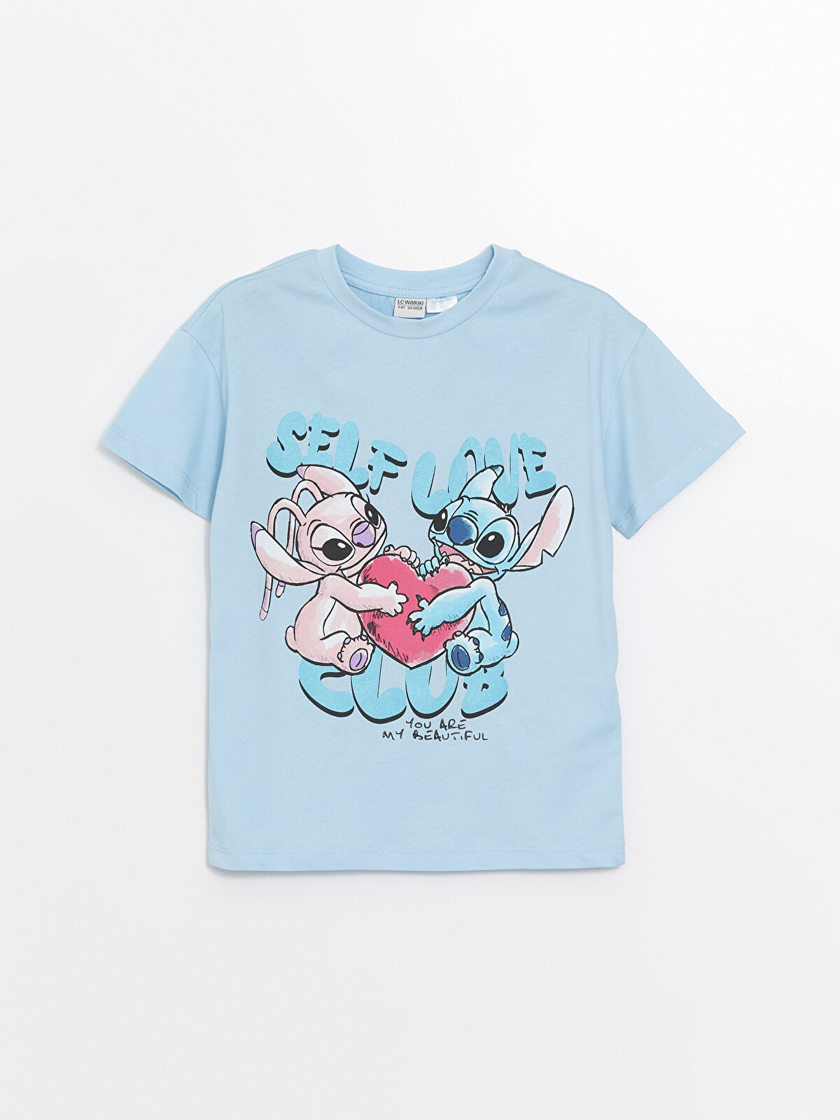 LCW Kids Crew Neck Lilo and Stitch Printed Short-Sleeve Girl's T-Shirt