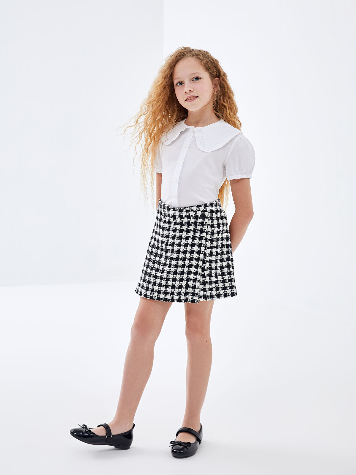 Elastic Waist Plaid Girl Short Skirt -S4MI45Z4-LKX - S4MI45Z4-LKX - LC  Waikiki