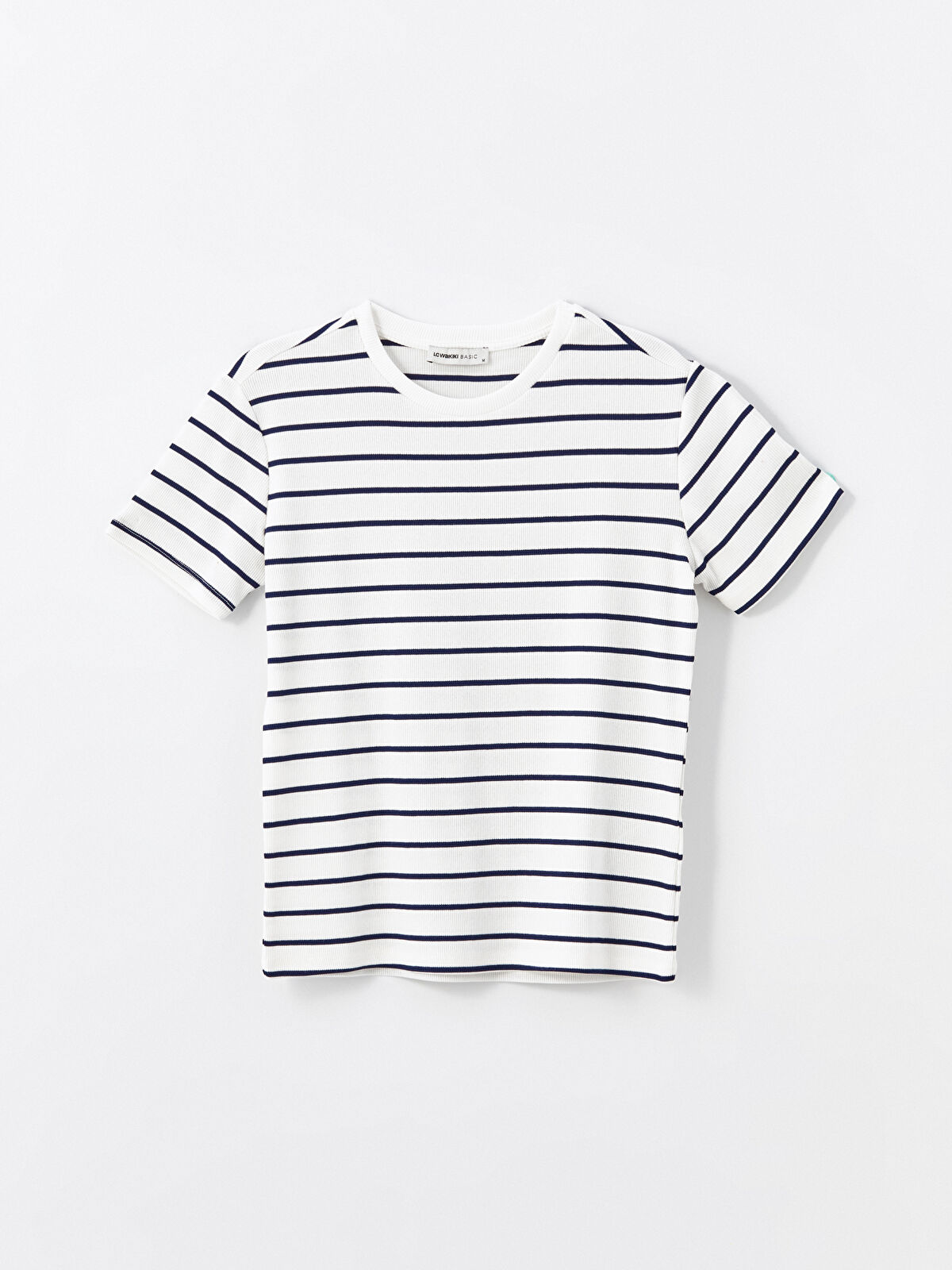 Crew Neck Striped Short Sleeve Women's T-Shirt -S4N521Z8-MRQ Crew Neck Striped Short Sleeve Women's T-Shirt -S4N521Z8-MRQ