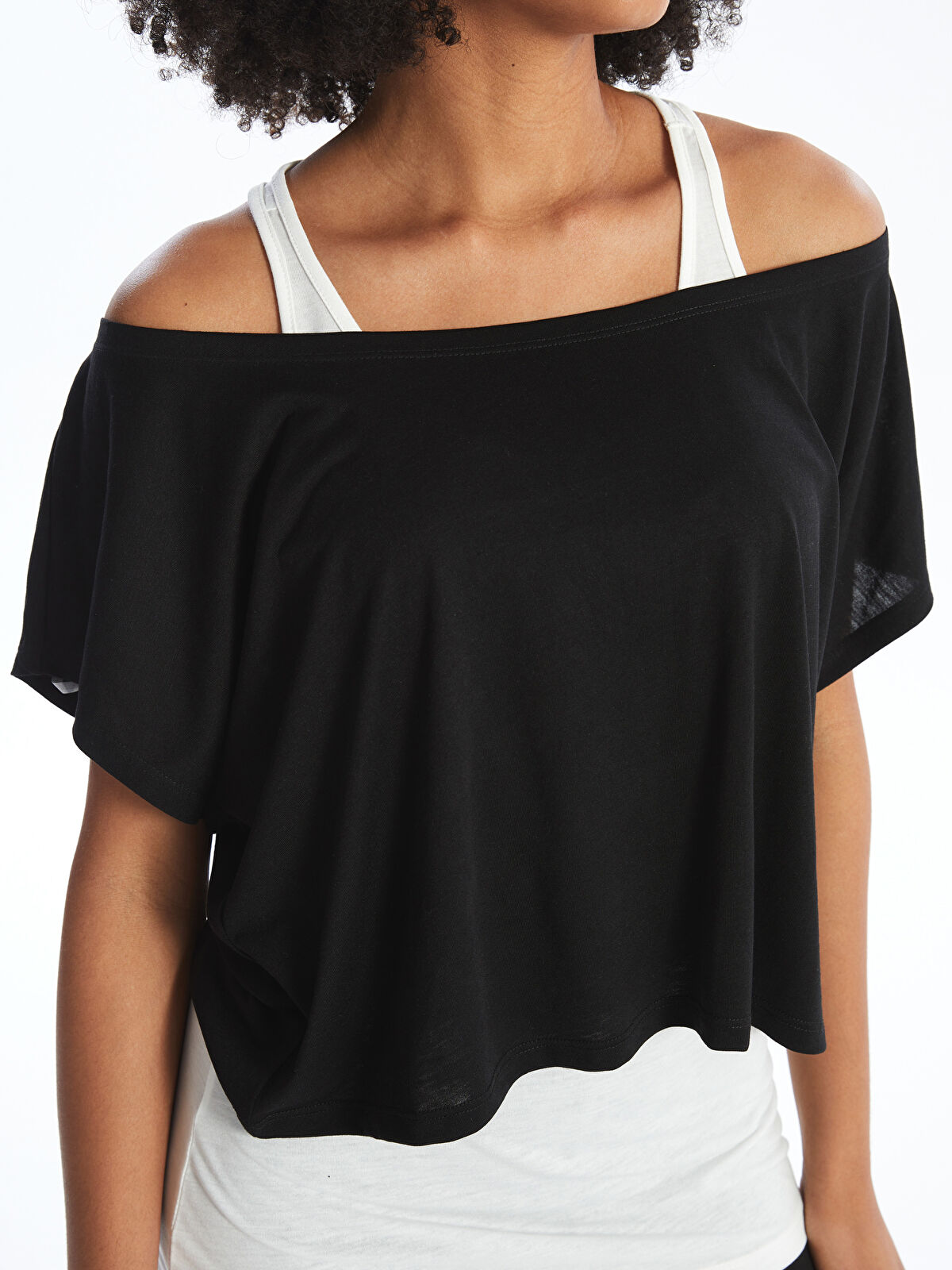 XSIDE Women's Slash Neck Plain Short Sleeve Sports T-Shirt