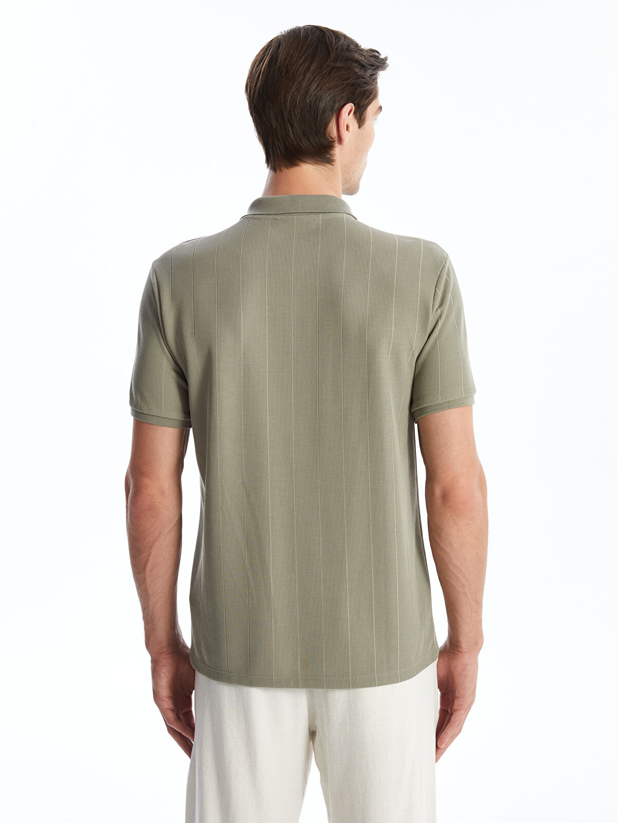 Polo Neck Short Sleeve Men's Textured T-Shirt -S4NH37Z8-PX2