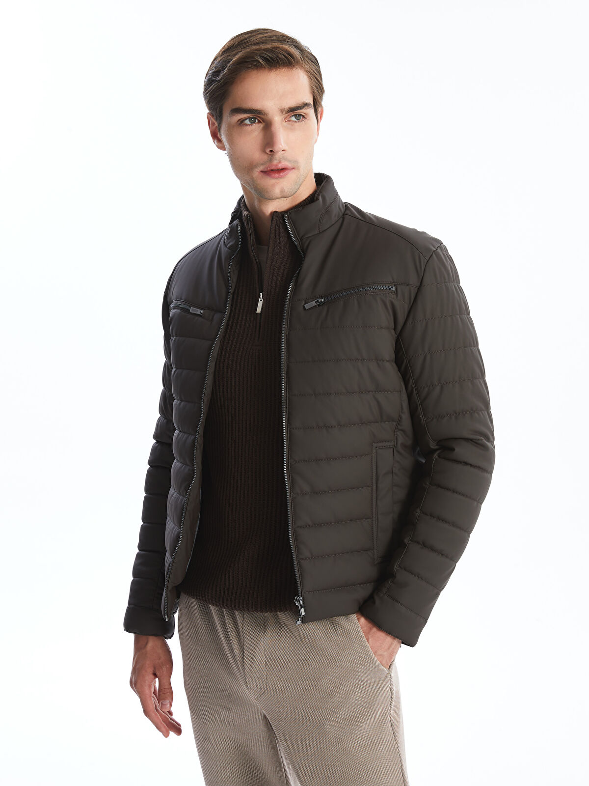 Slim fit faux leather jacket top