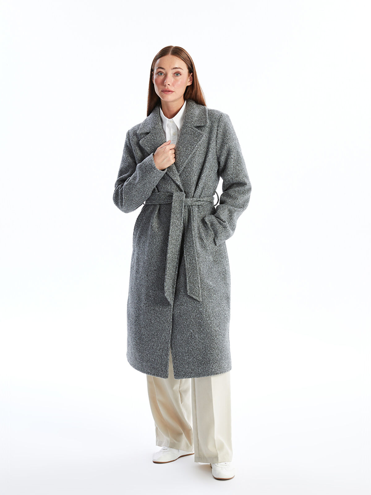 Jacket Collar Regular Long Sleeve Women's Cachet Coat -W40820Z8-L8N -  W40820Z8-L8N - LC Waikiki