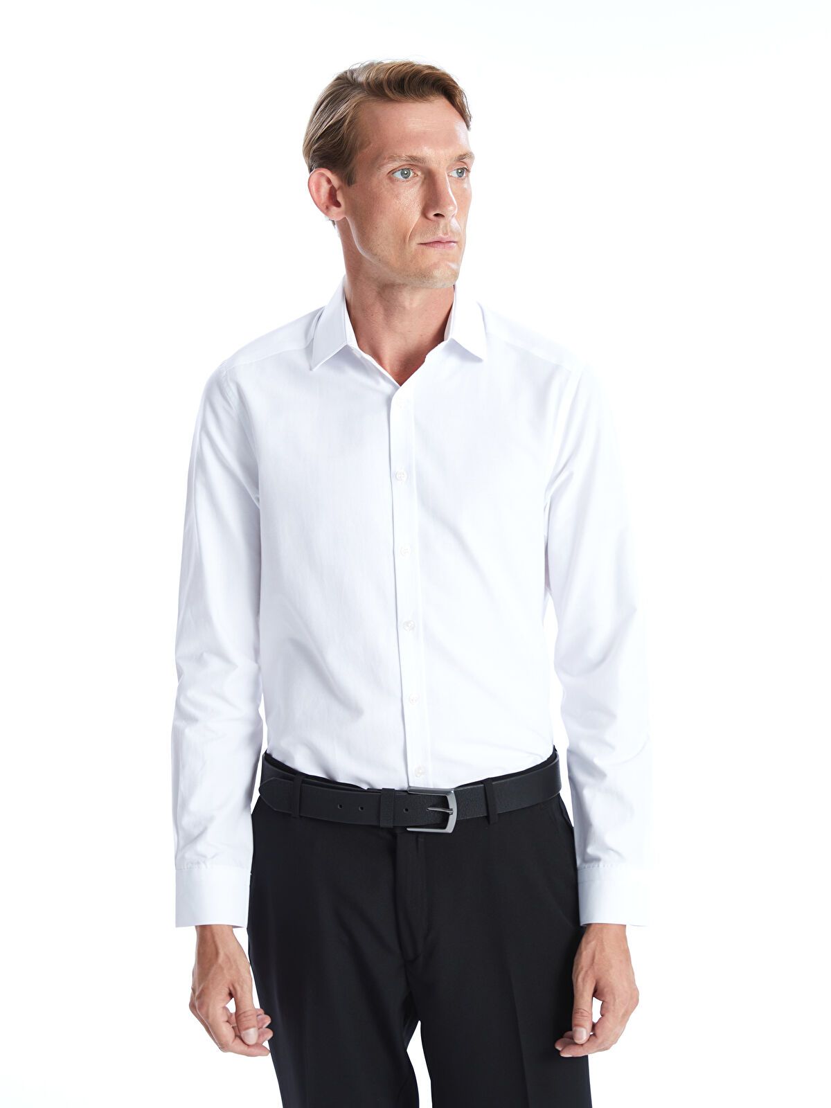 Slim Fit Long Sleeve Poplin Men's Shirt -W41246Z8-Q6K - W41246Z8-Q6K - LC  Waikiki