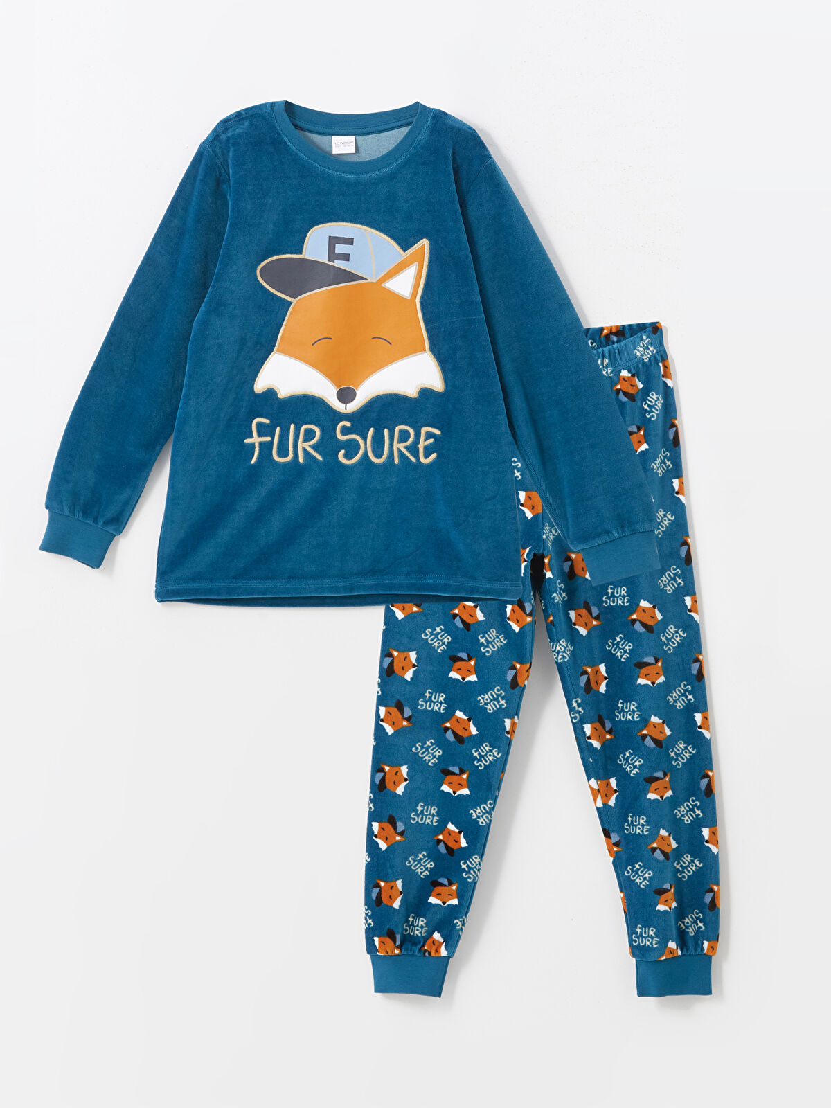 Bisiklet Yaka Kadife Erkek Çocuk Pijama Takımı -W41650Z4-HQ1 Bisiklet Yaka Kadife Erkek Çocuk Pijama Takımı -W41650Z4-HQ1
