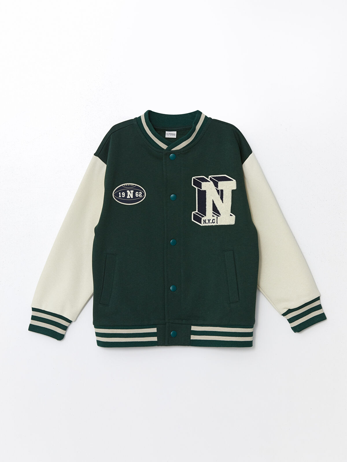 Printed Boy's College Jacket -W41824Z4-HHQ - W41824Z4-HHQ - LC Waikiki