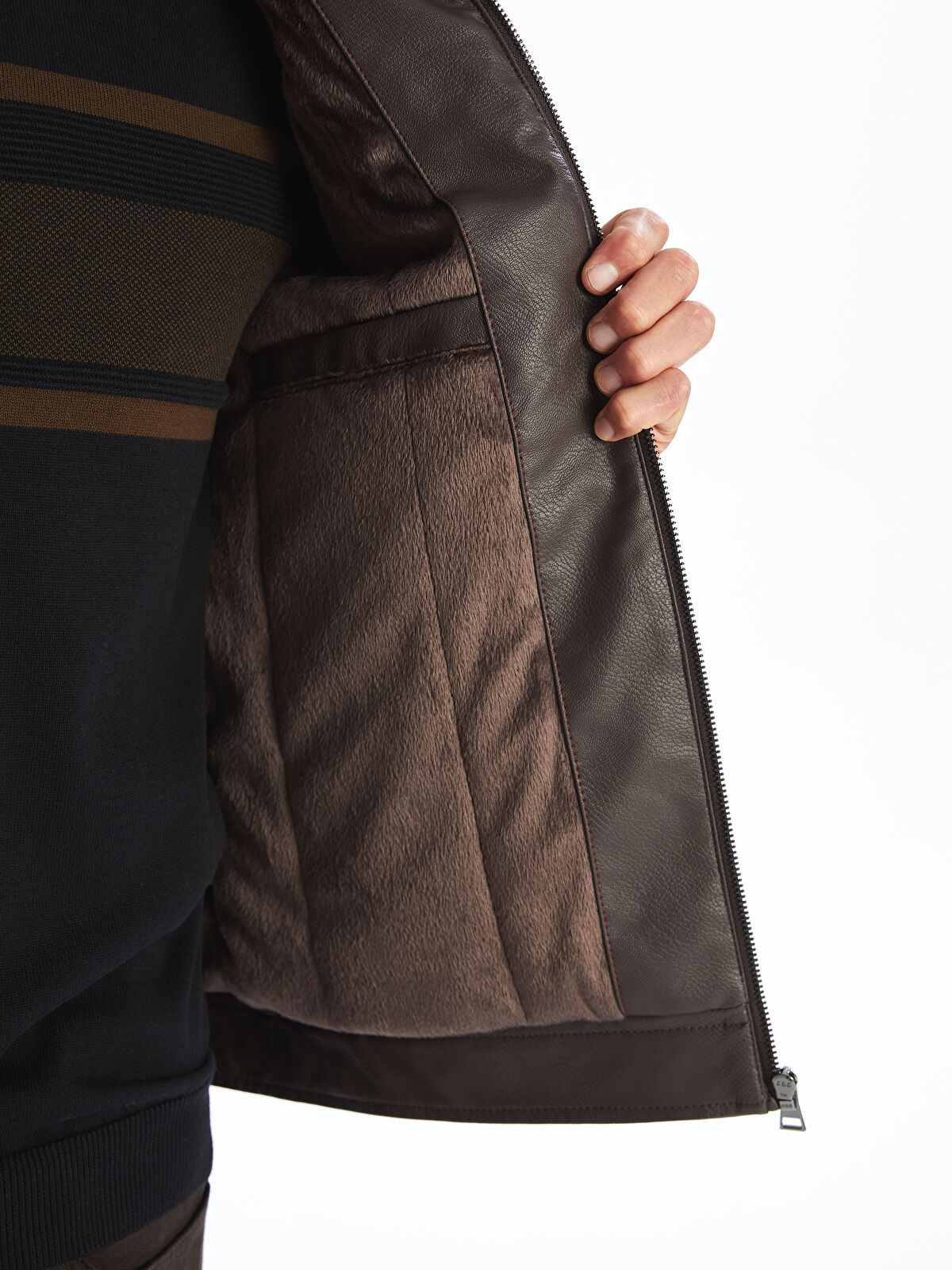 Standard Fit Men's Leather Look Jacket -W42193Z8-CXL Standard Fit Men's Leather Look Jacket -W42193Z8-CXL