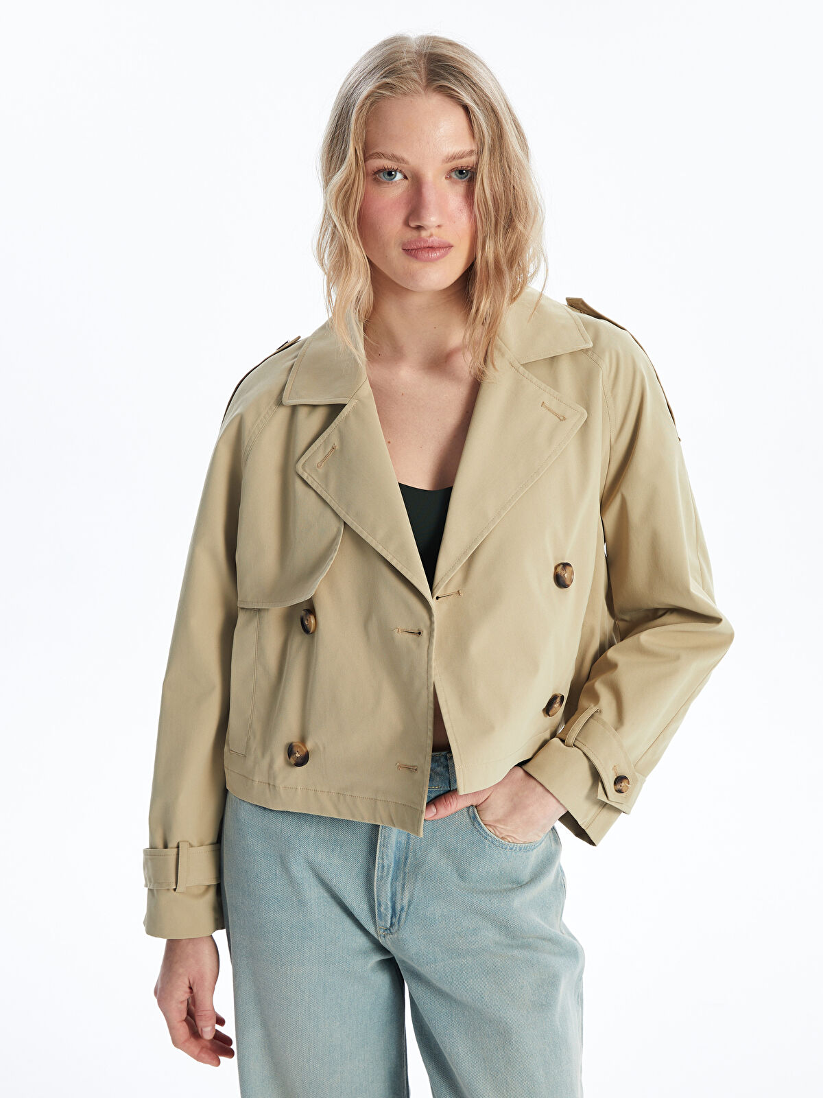 XSIDE Jacket Neck Women's Trenchcoat -W43413Z8-YCB