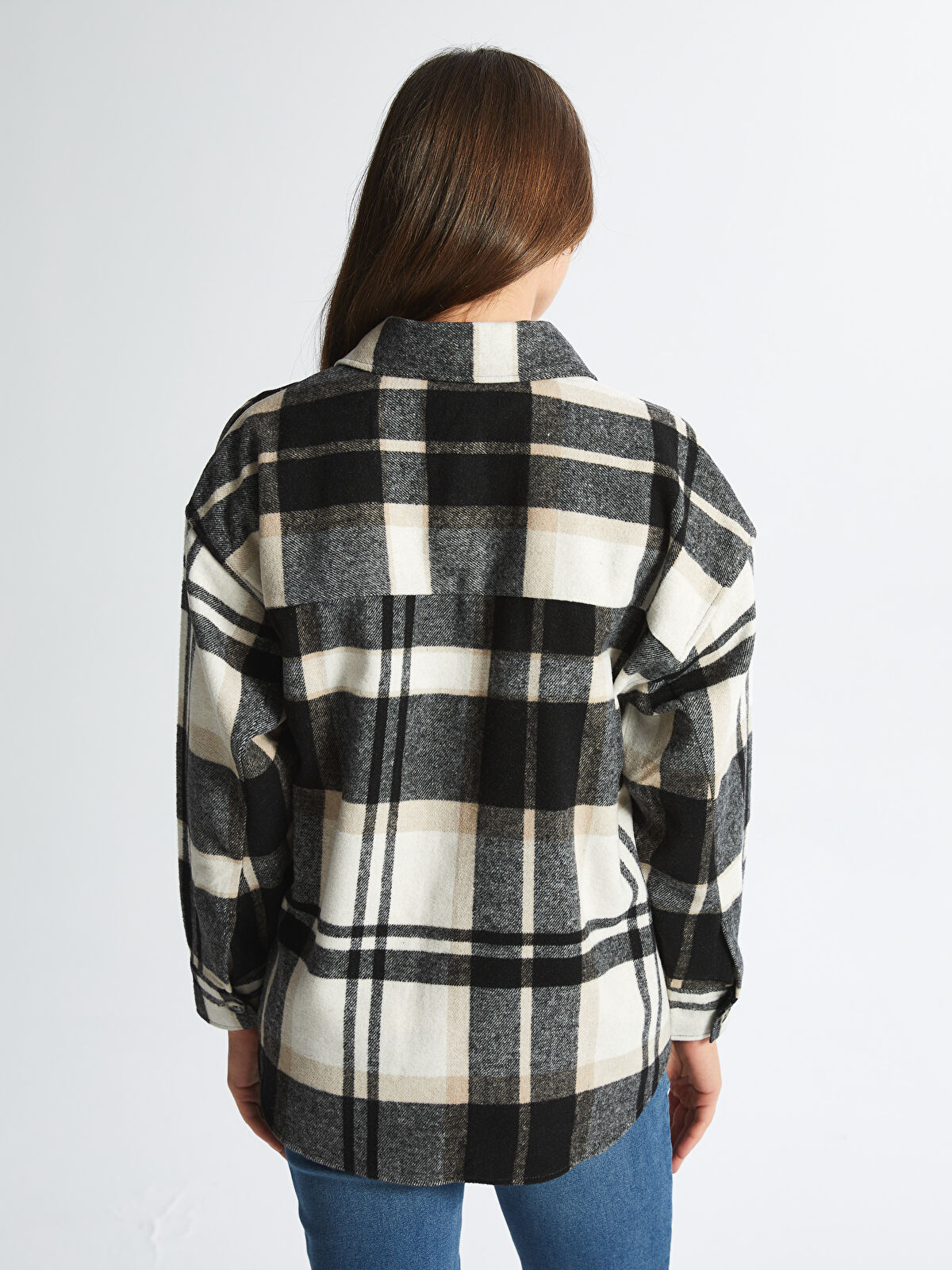 Plaid Oversize Maternity Shirt Jacket -W44993Z8-LLL