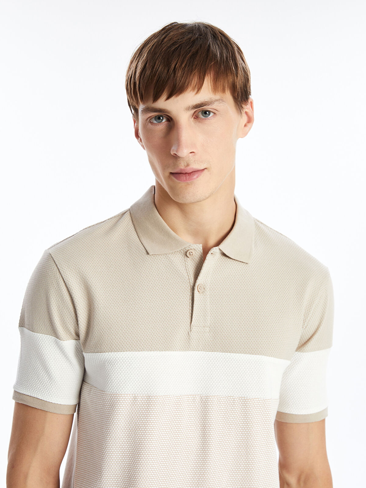 Polo Neck Short Sleeve Color Block Men's T-Shirt -W45144Z8