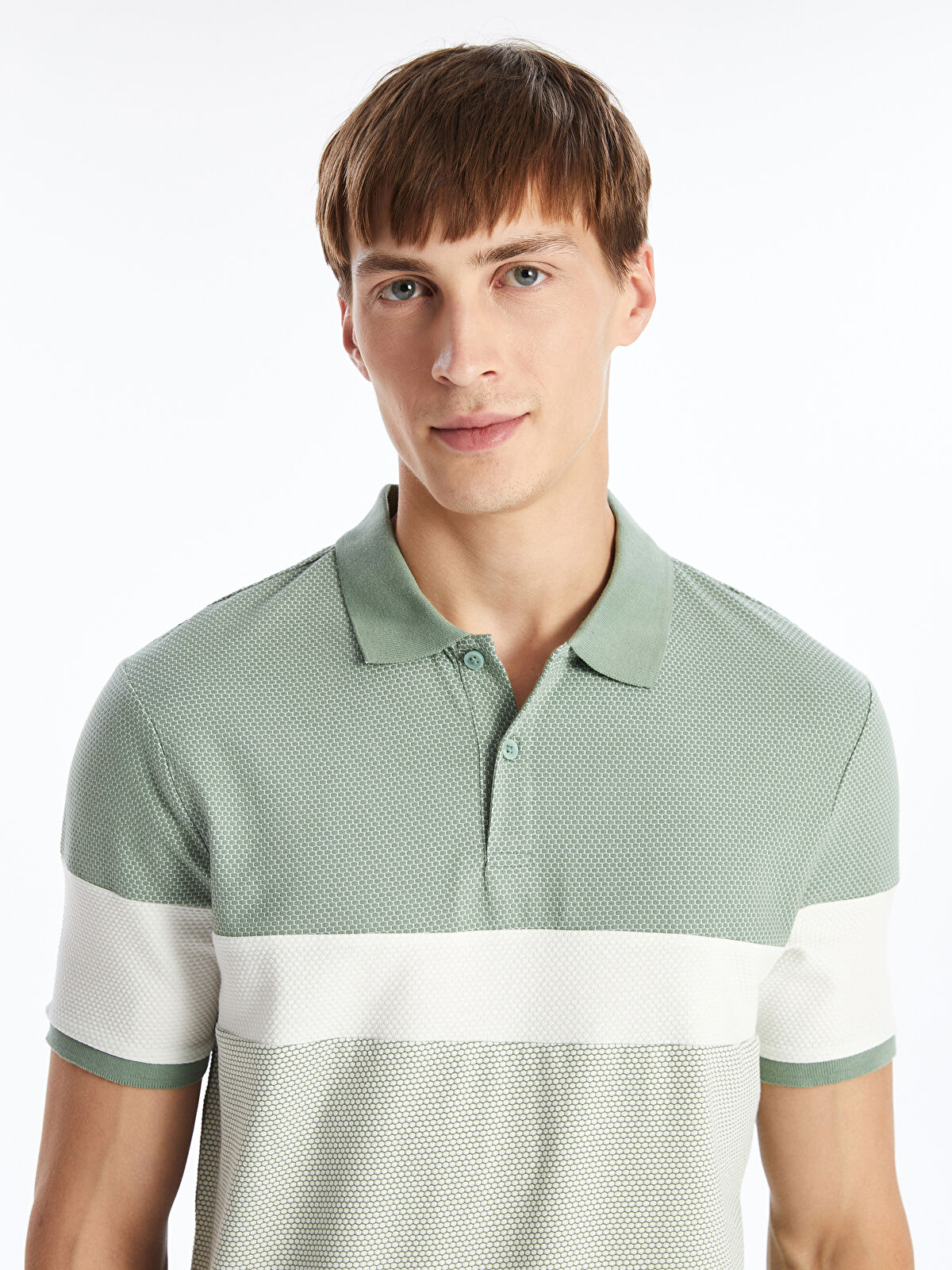 Polo Neck Short Sleeve Color Block Men's T-Shirt -W45144Z8-J1R -  W45144Z8-J1R - LC Waikiki