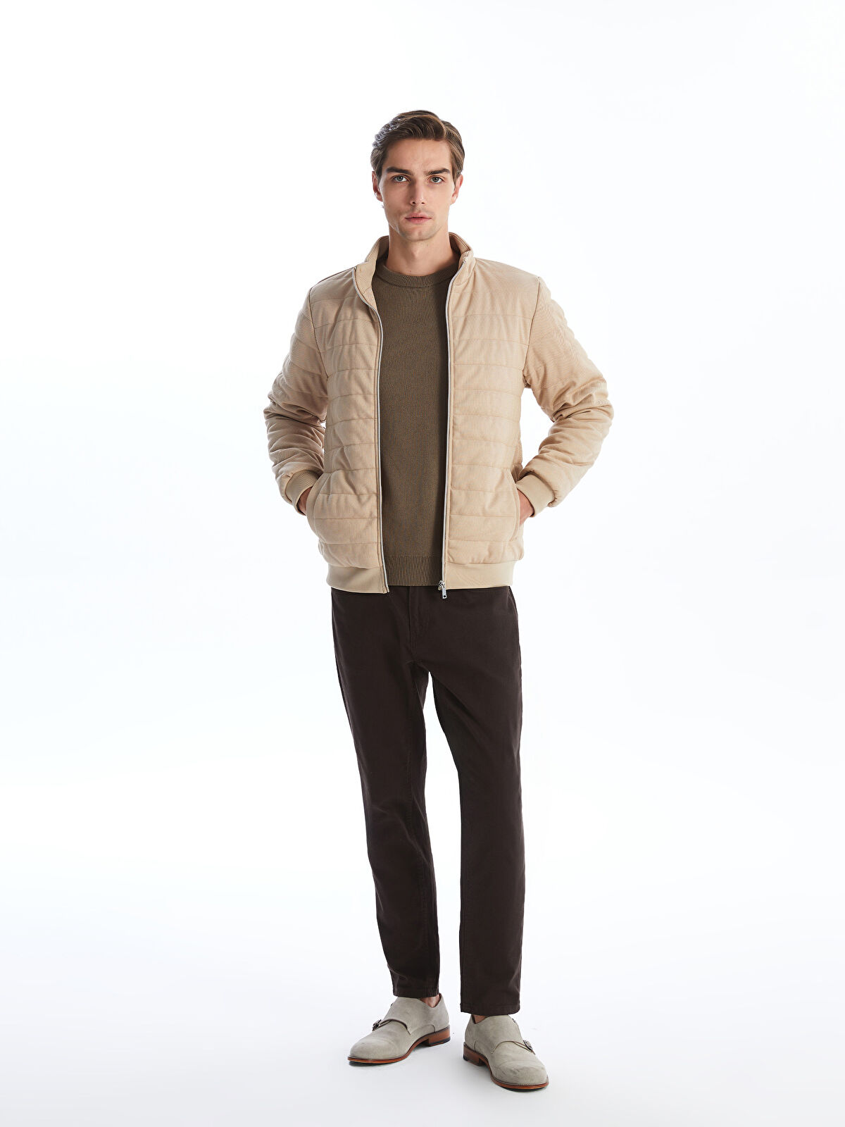 Slim Fit Straight Collar Men's Coat -W45961Z8-D2Y - W45961Z8-D2Y - LC  Waikiki