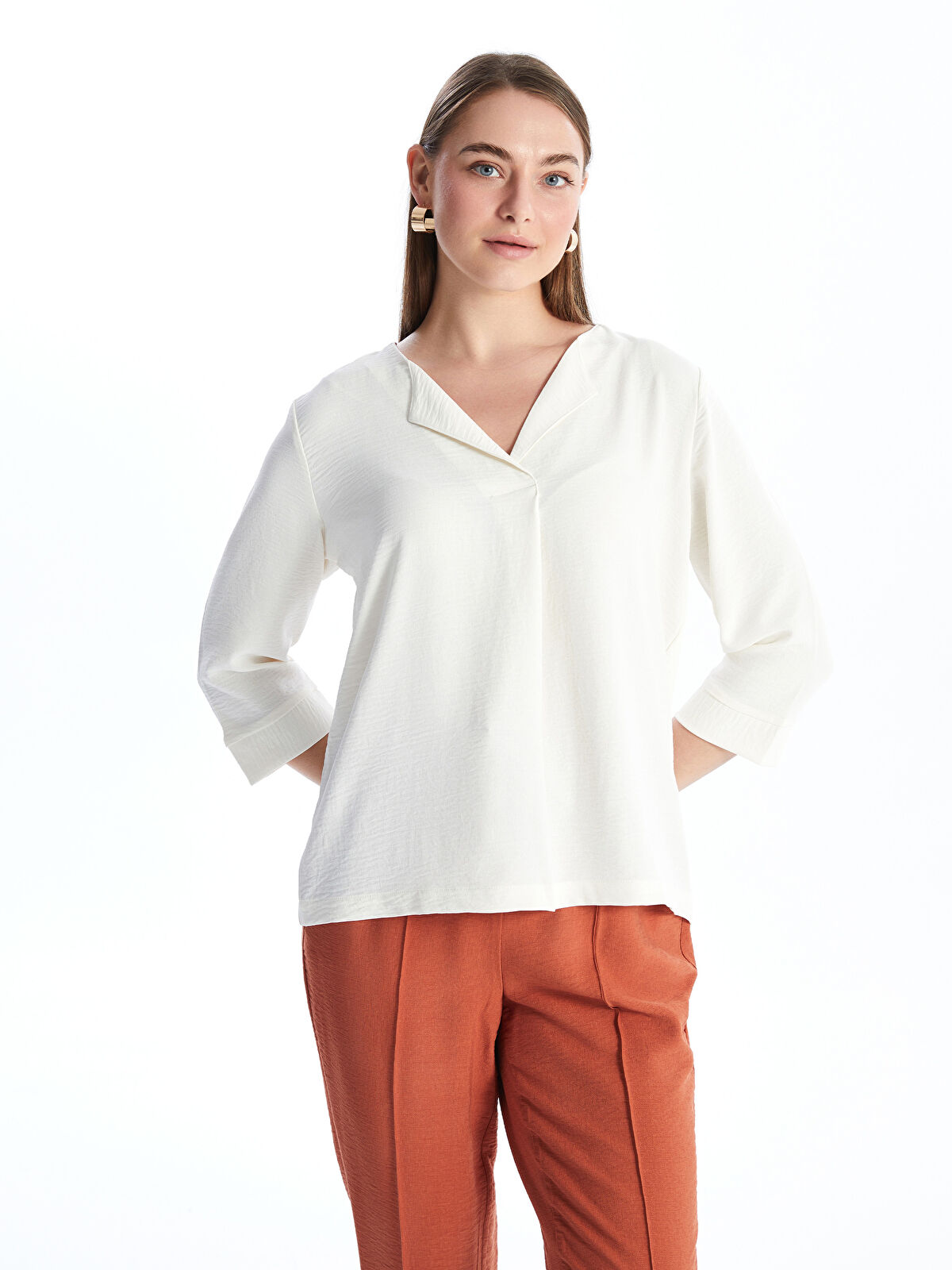 Roz & Ali 3/4 Tie Sleeve Silver Stripe Bubble Blouse – Dressbarn