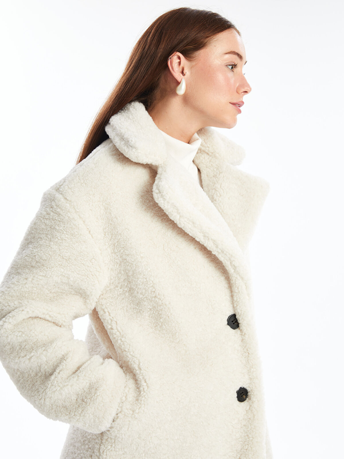 Miss selfridge cream teddy coat online