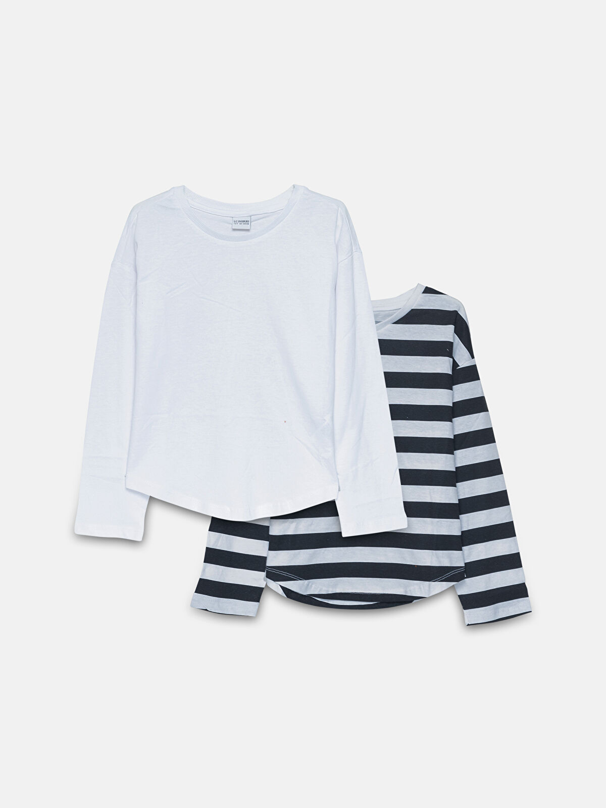 Crew Neck Long Sleeve Girls T-Shirt 2-Pack -W4DF72Z4-LEG - W4DF72Z4-LEG -  LC Waikiki